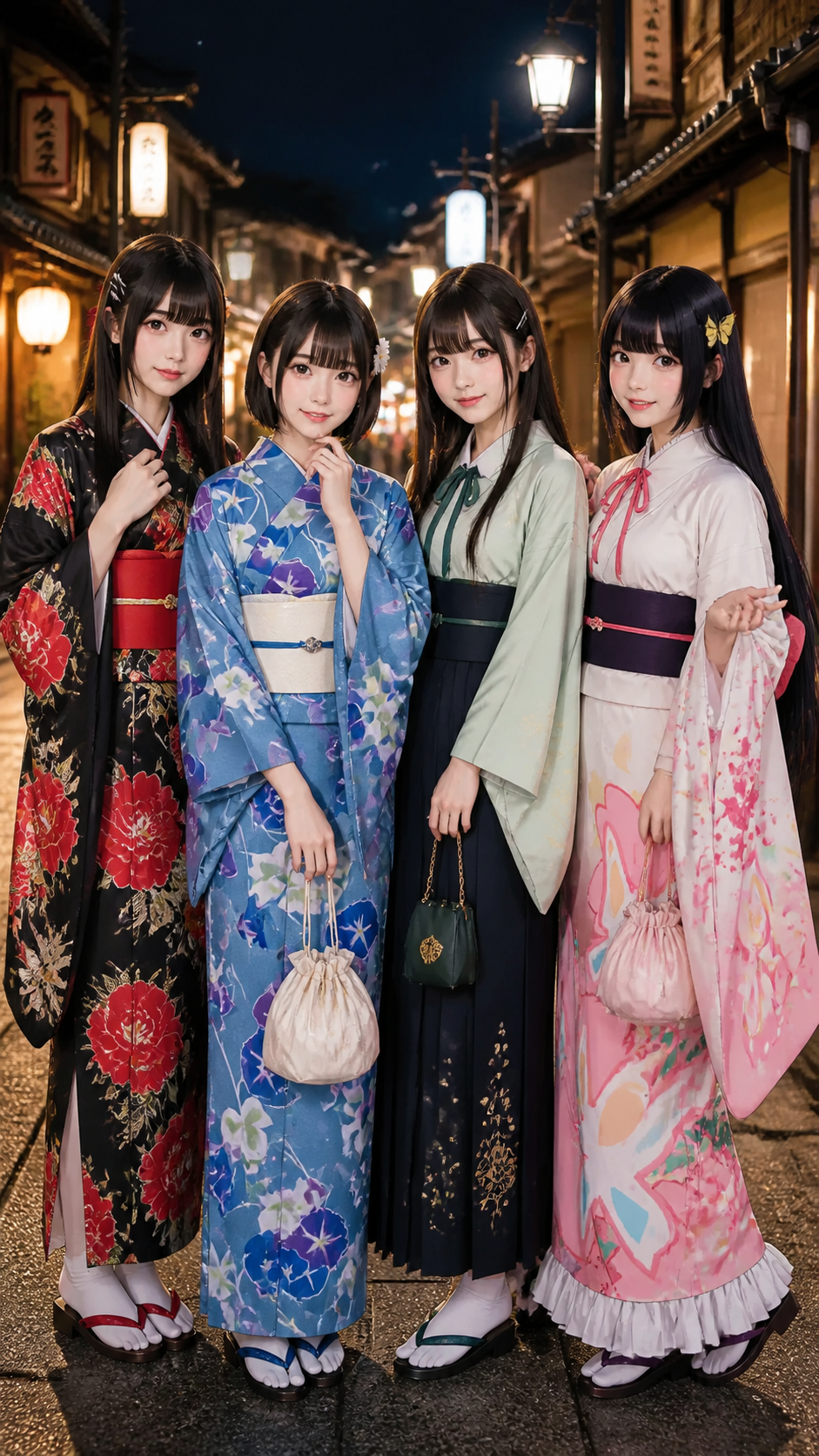 Tokyo Cosplaying Four beautiful Japanese girls are cosplaying as Kurosawa Dia, Mifune Shi...