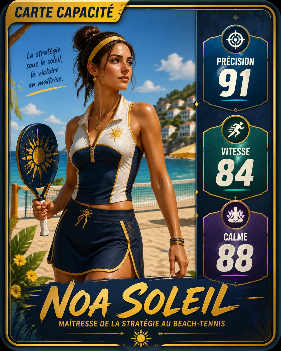 French beach game character ability sheet sample