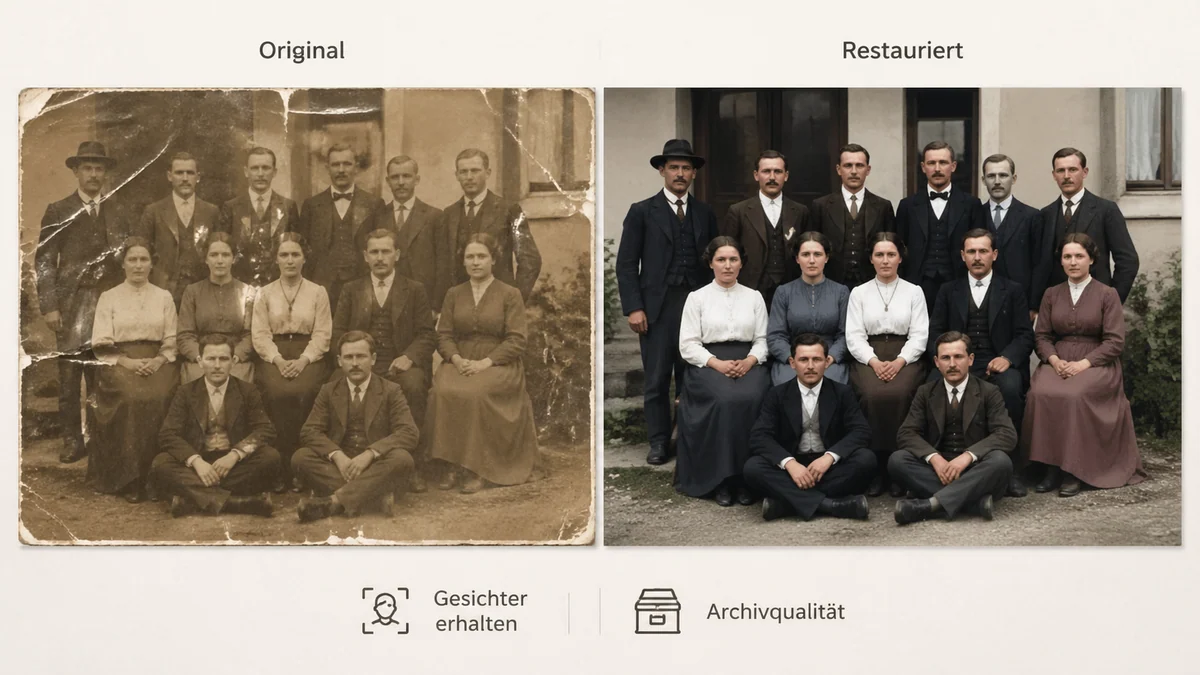 Restored archival group photo with balanced faces