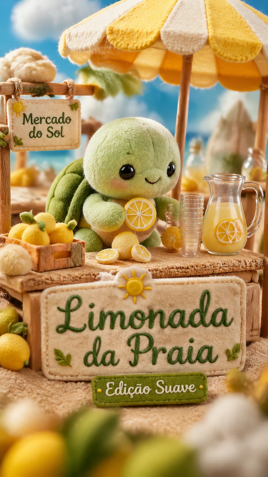 Beach market plush micro-world poster sample