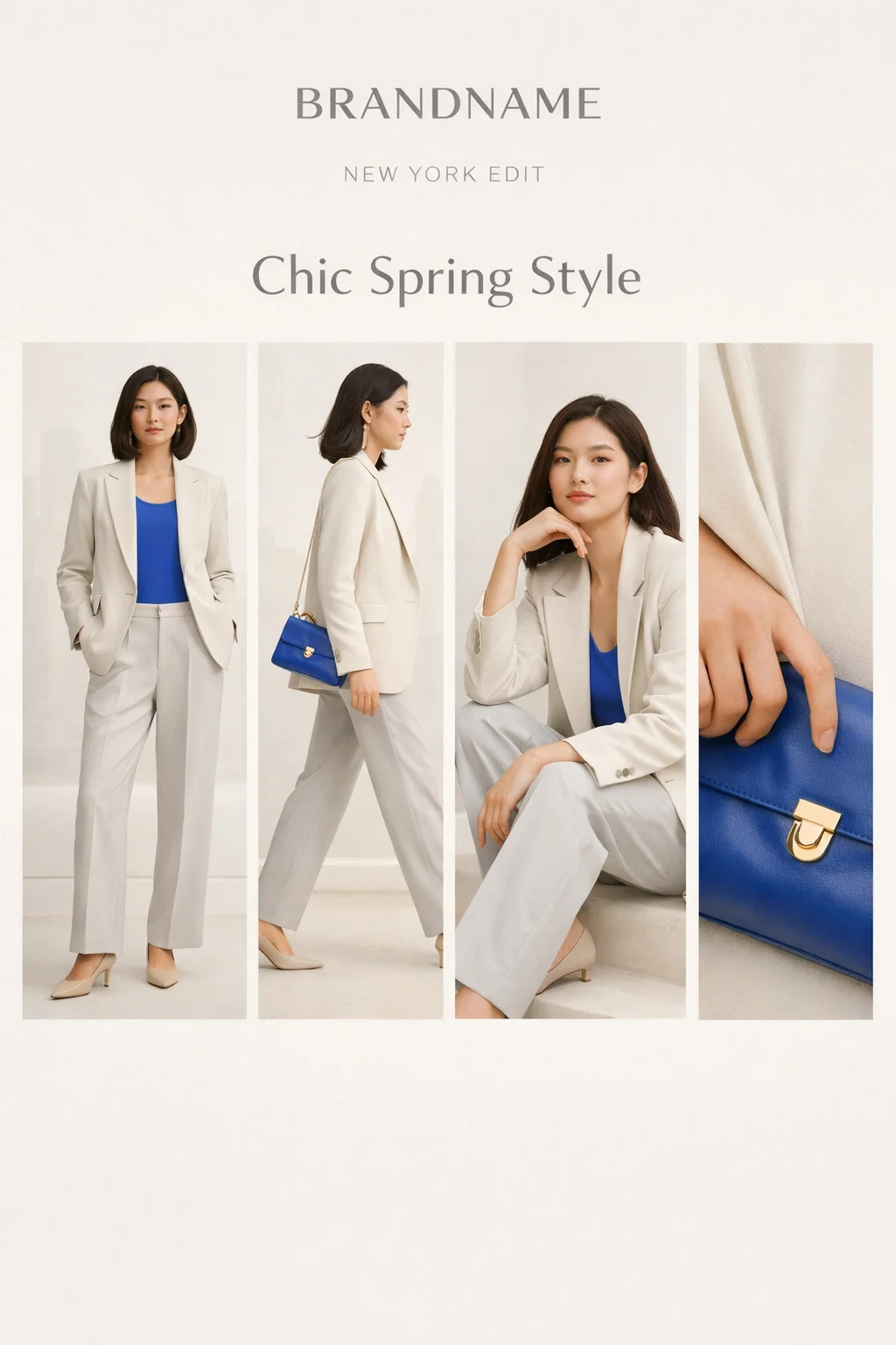 Image d'exemple : Publicité mode beige en quatre panneaux