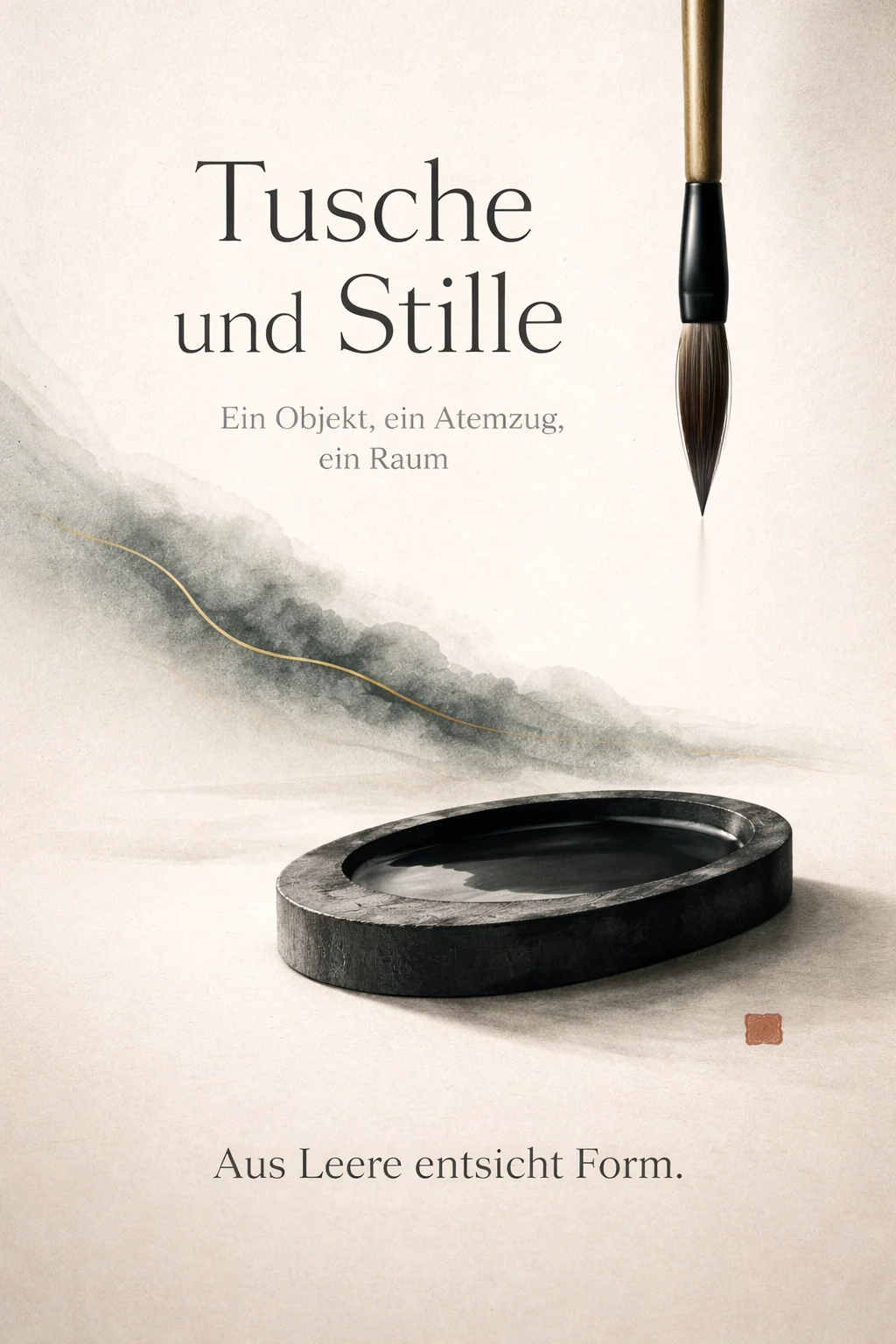 Deutsches Galerieposter mit Tusche und neochinesischer Ruhe