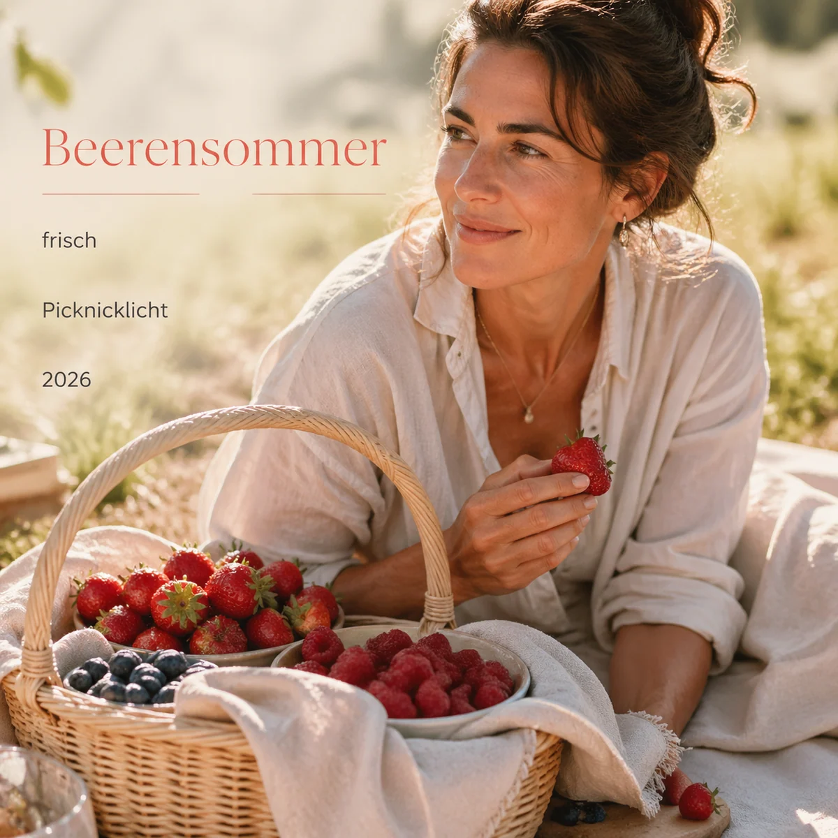 Deutsches Beerenpicknick Editorial mit Sommerportraet