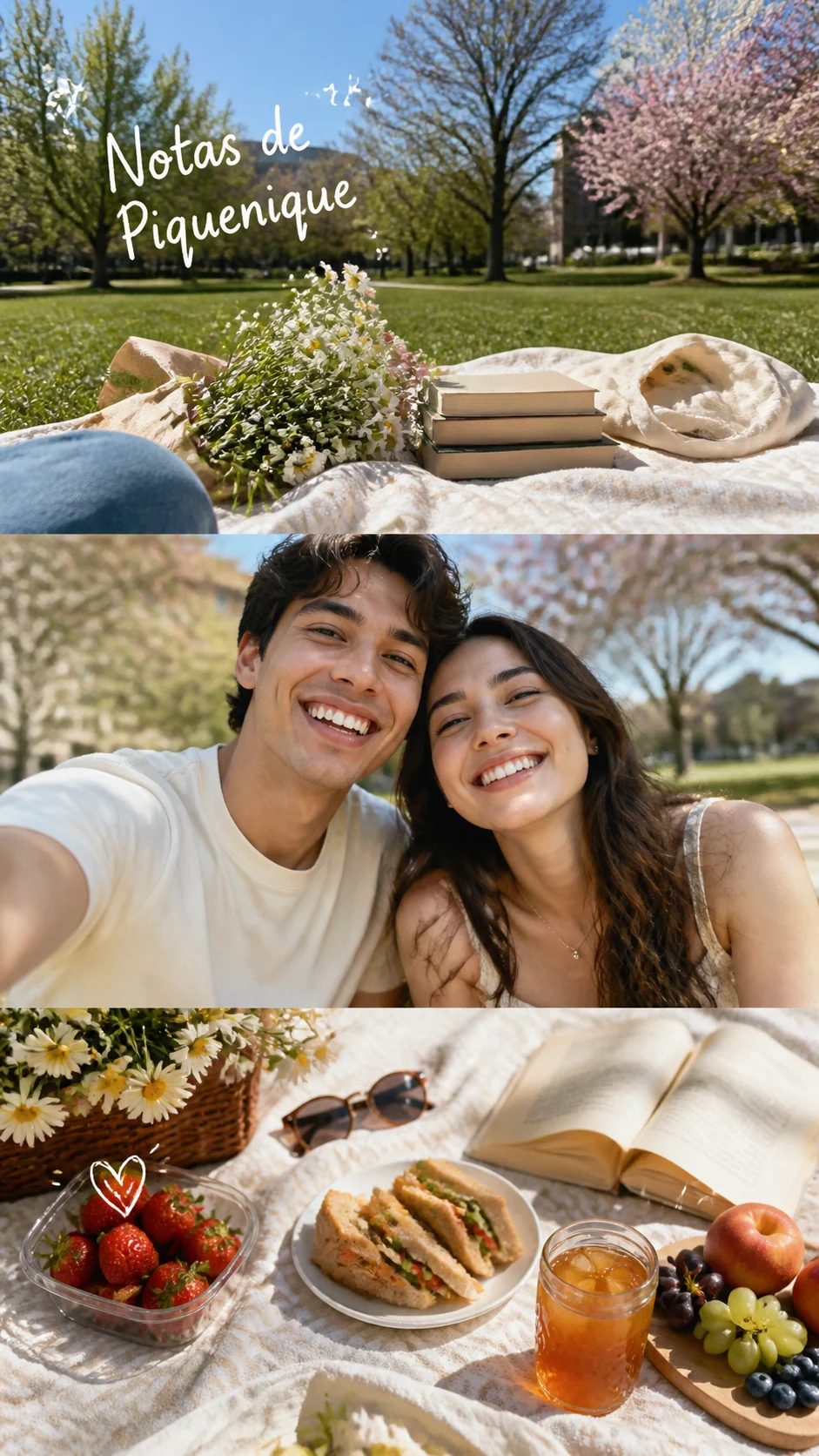 Campus picnic lifestyle collage with playful doodles
