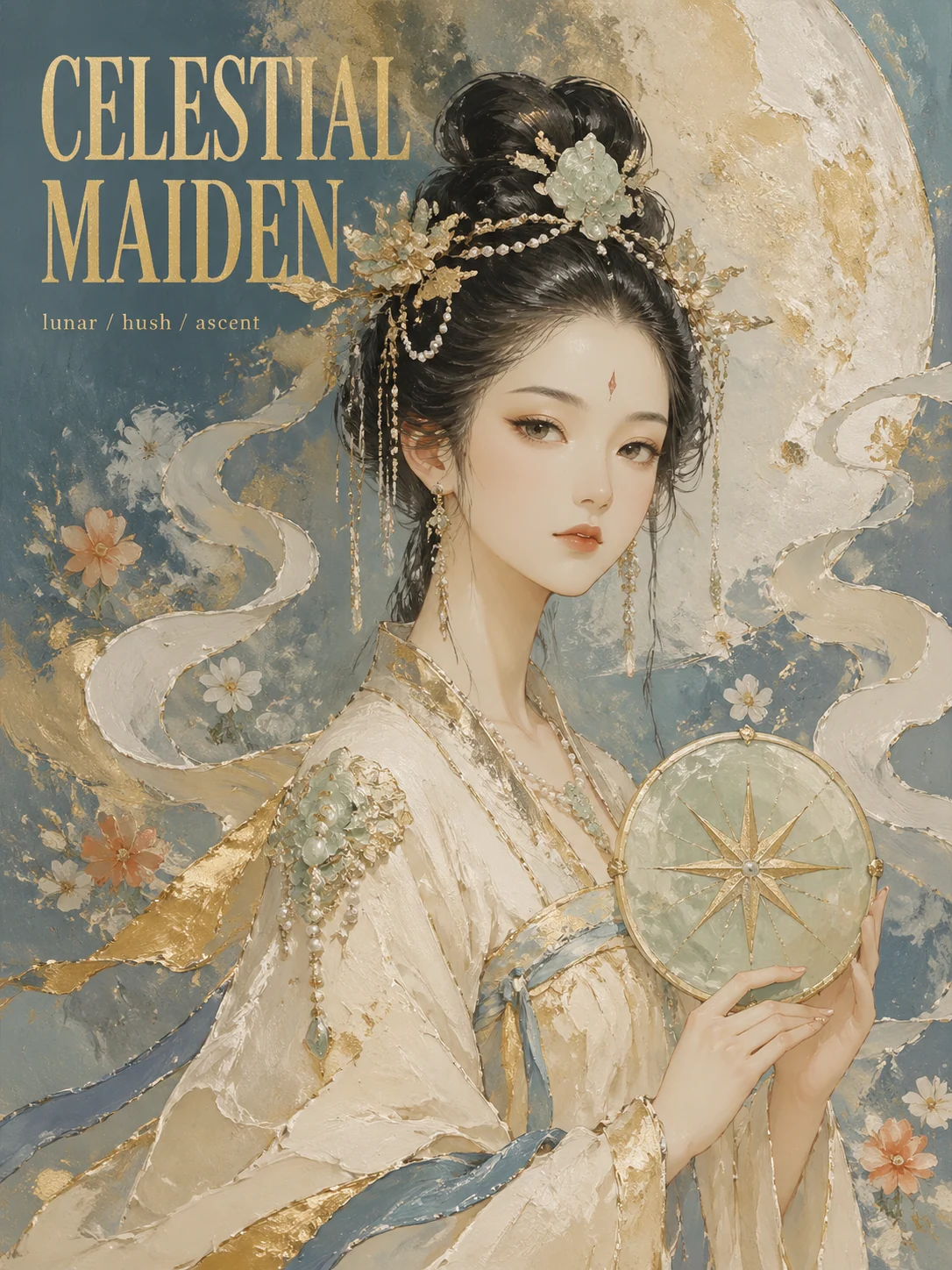 Modern Eastern celestial maiden portrait poster sample
