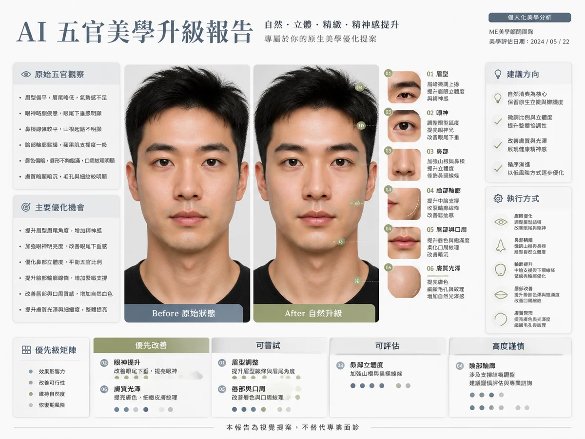 简体中文 AI 五官美学升级报告示例