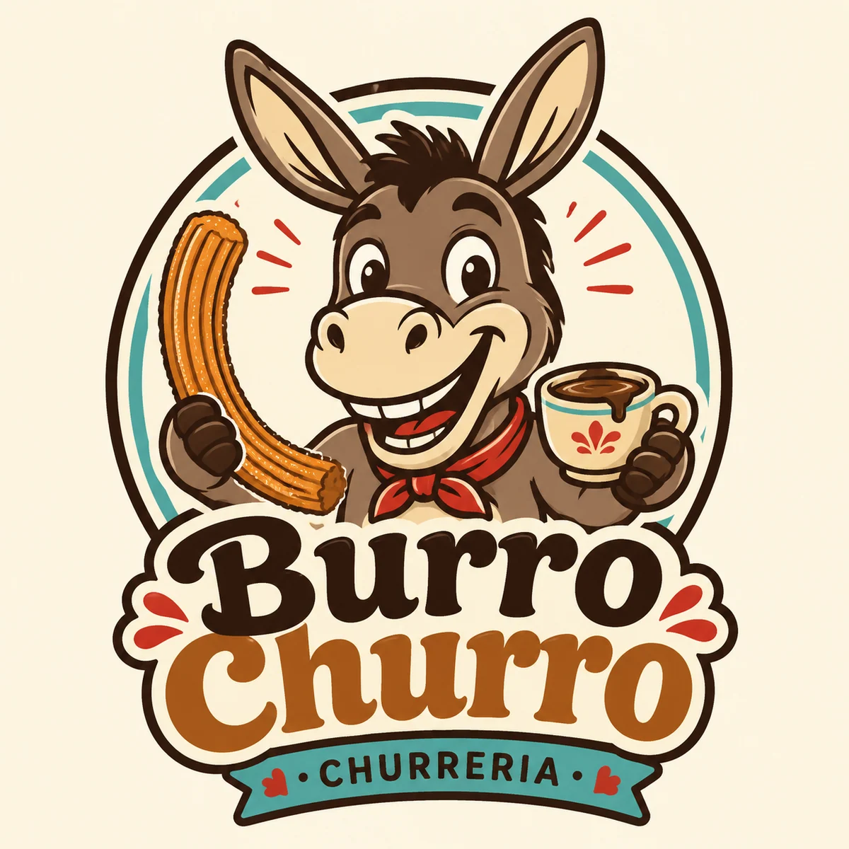 Retro-Esel-Logo fuer einen Churro-Stand