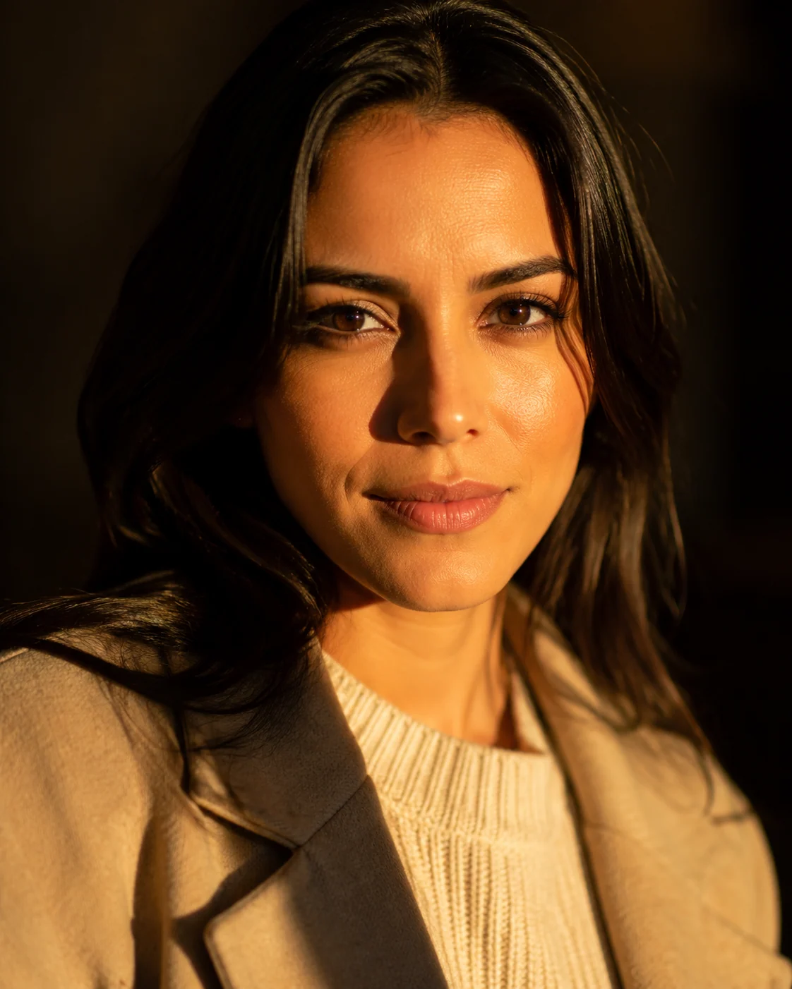 Cinematic golden hour close-up portrait sample