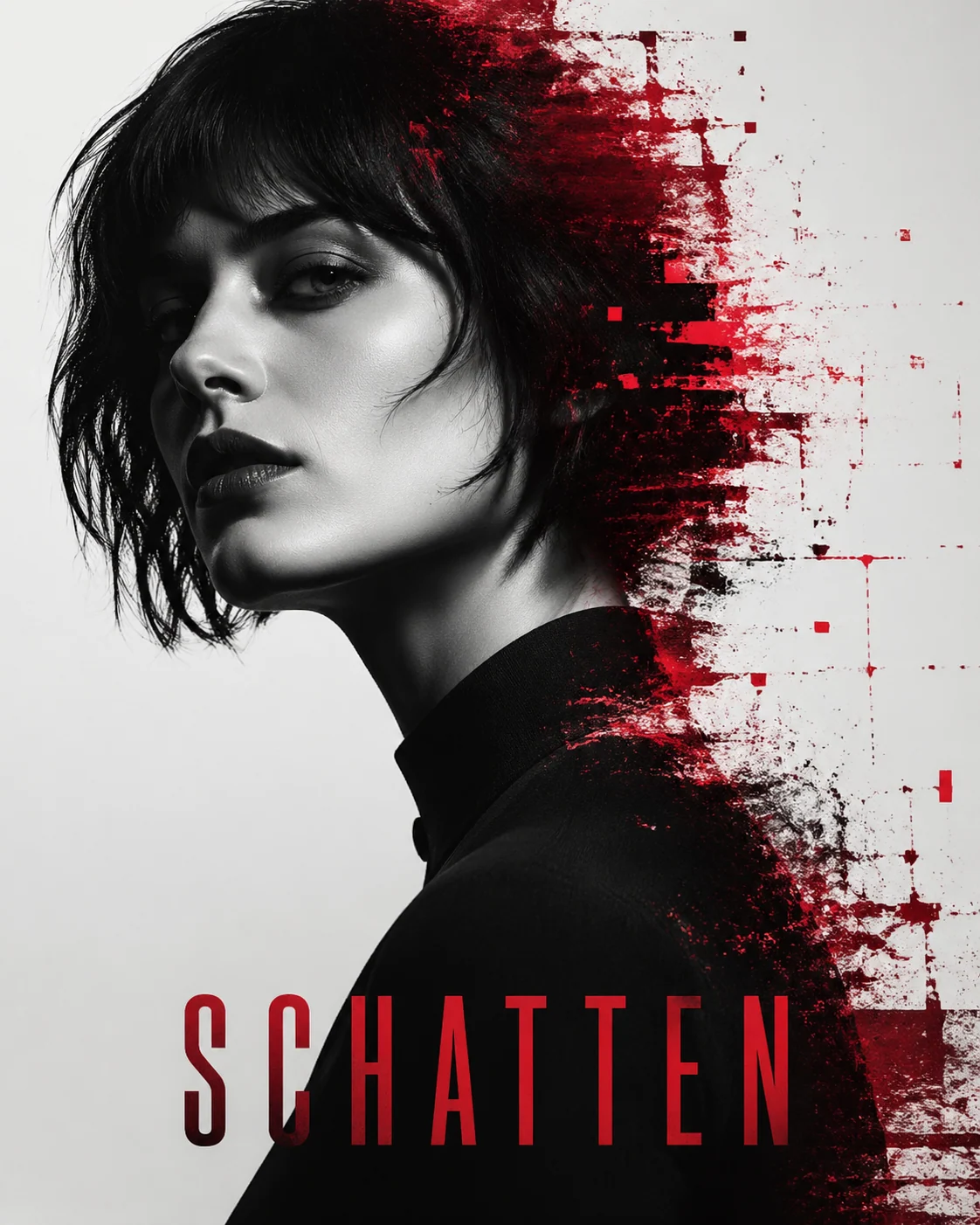 Fictional cinematic villain profile with noir shadows and red distortion