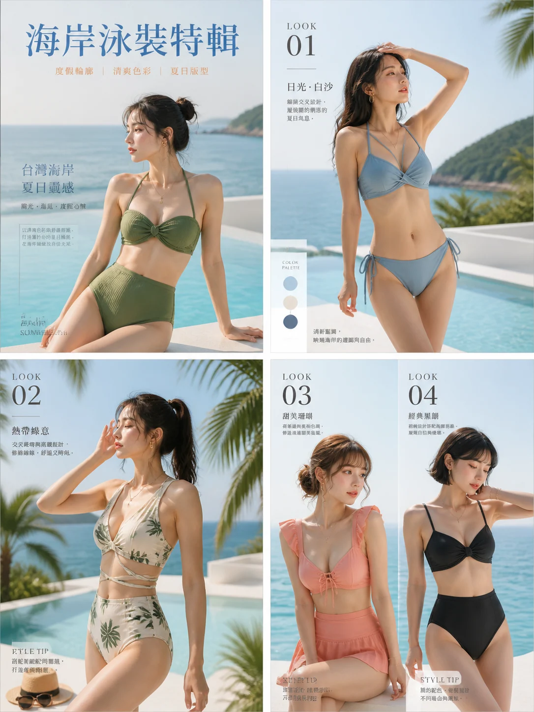 繁體中文海岸泳裝雜誌跨頁示例