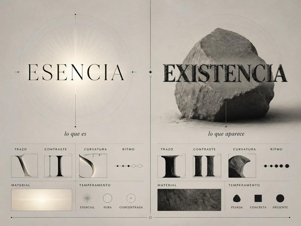 Tarjeta tipográfica de dualidad conceptual en español