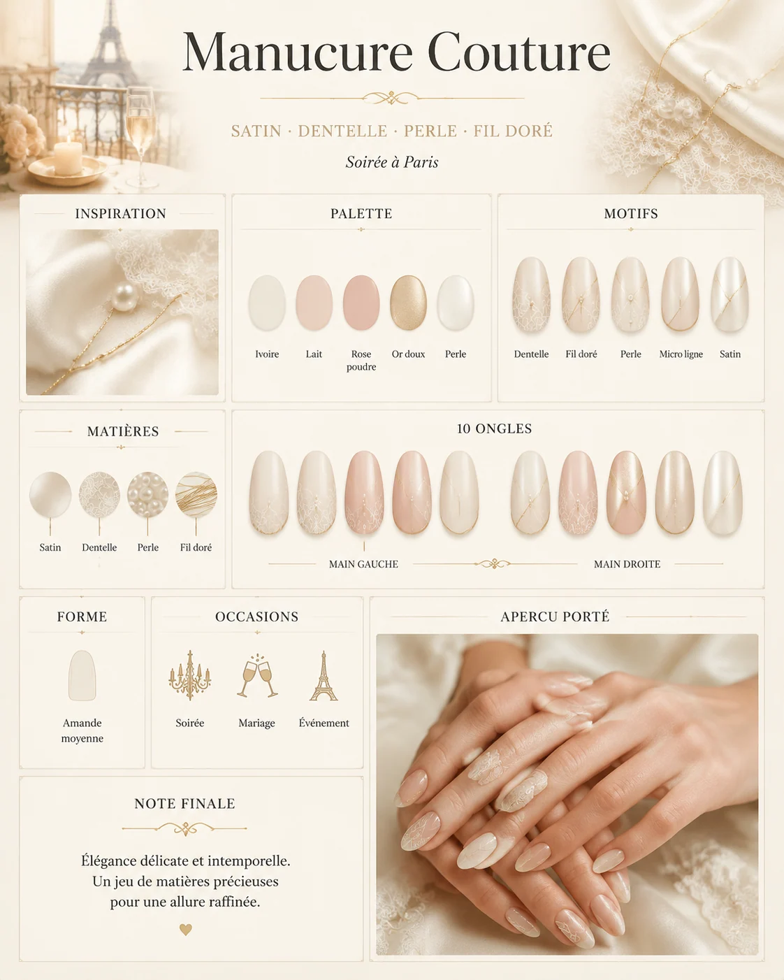 French couture nail inspiration board with elegant on-hand preview