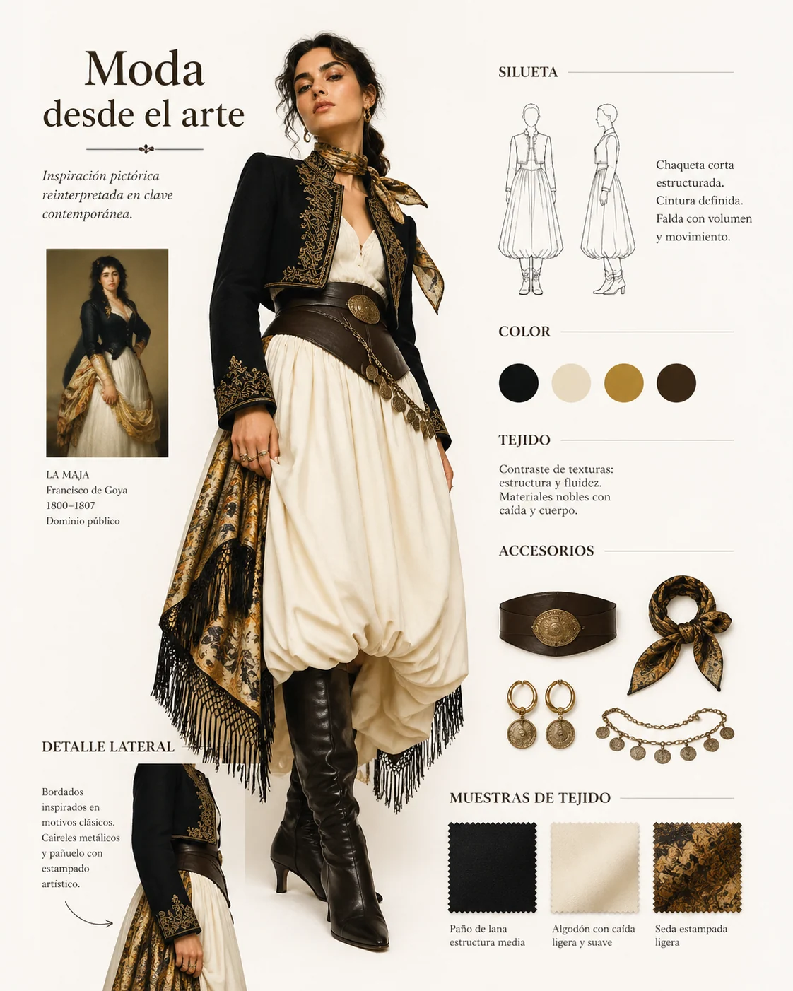 Editorial lookbook spread with artwork-inspired styling