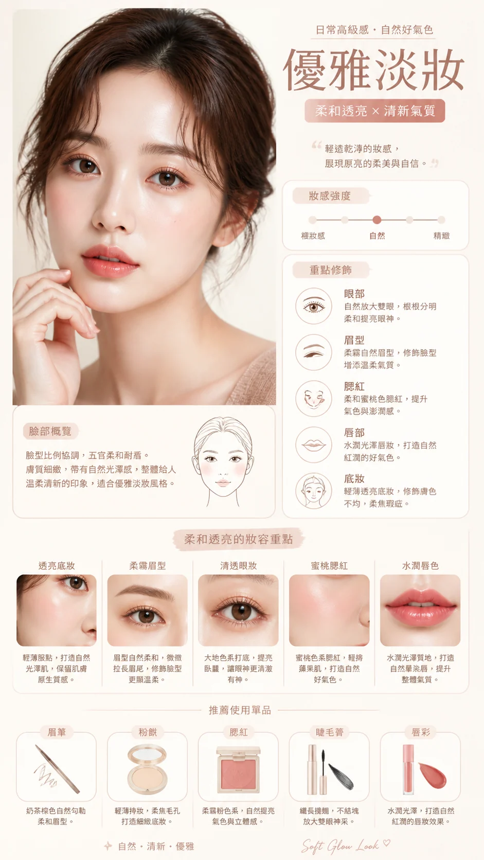 優雅簡約妝容指南示例