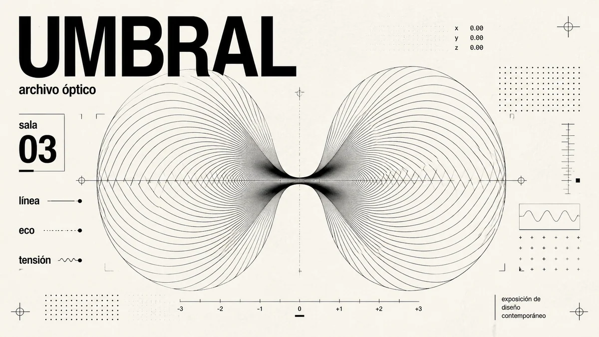 Wide Op Art exhibition poster with experimental Swiss layout
