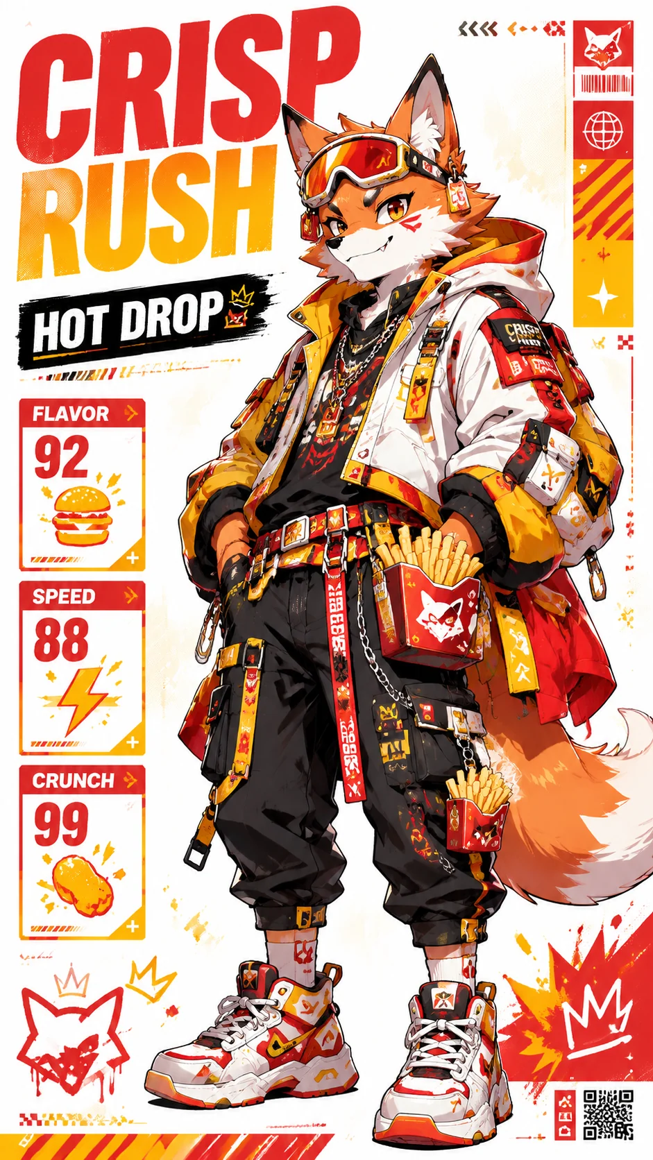 Fictional fast-food anime mascot streetwear poster