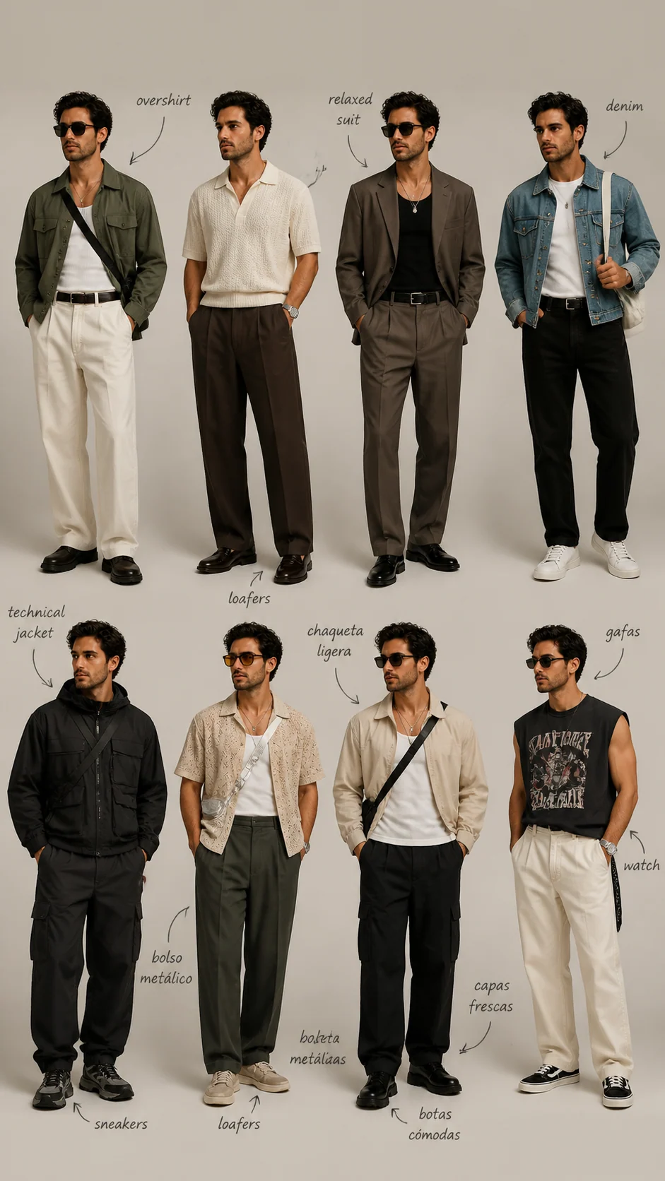 Vertical festival outfit collage with handwritten notes