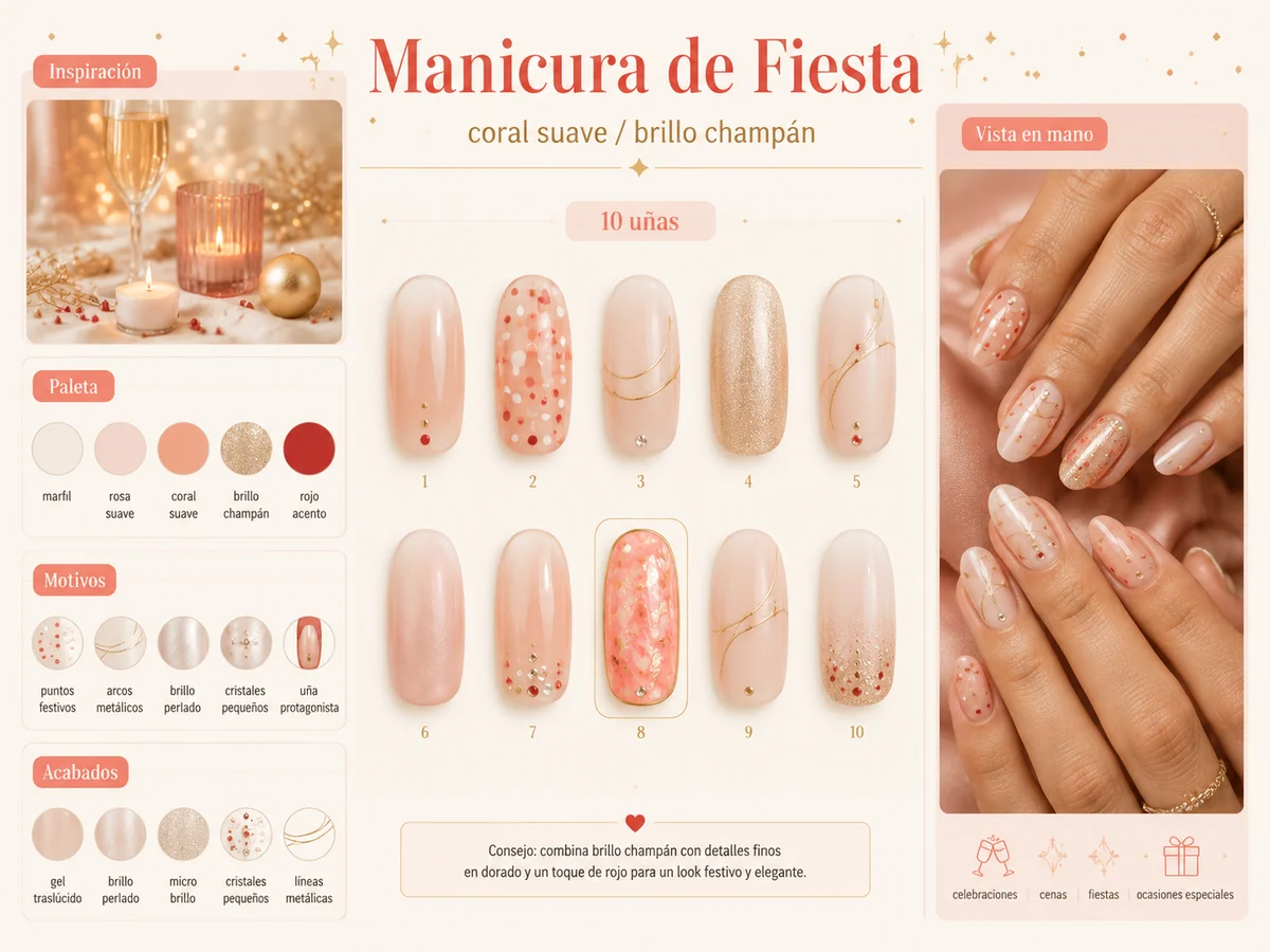Tablero de paleta de manicura festiva en español