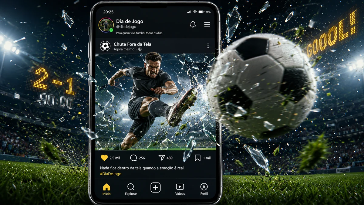 Beispielposter mit Handy-Screen-Breakout und eigener Social-UI