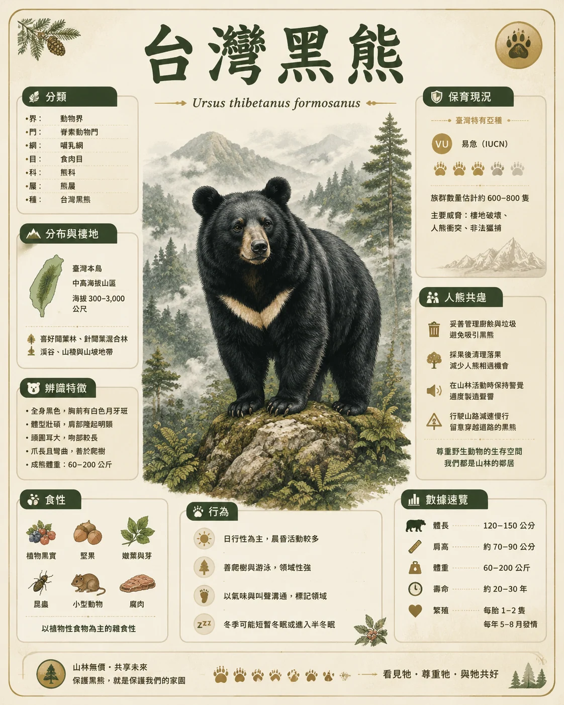 繁體中文台灣黑熊保育圖鑑卡