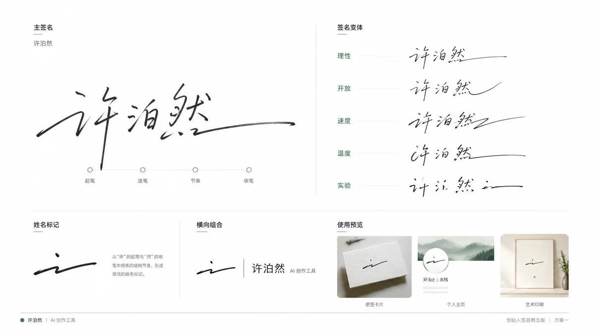 创始人签名概念板示例