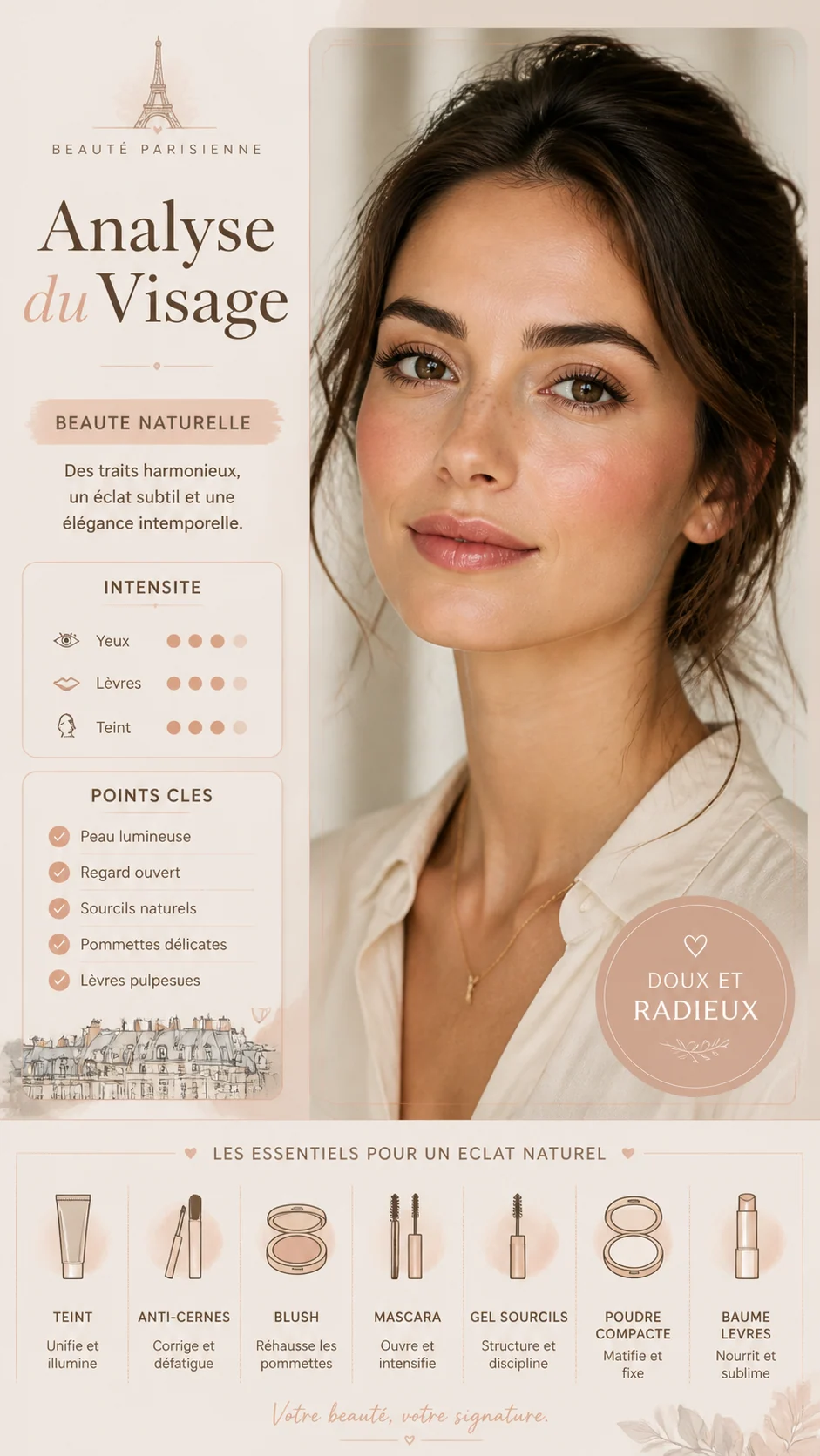 French Parisian beauty analysis infographic sample