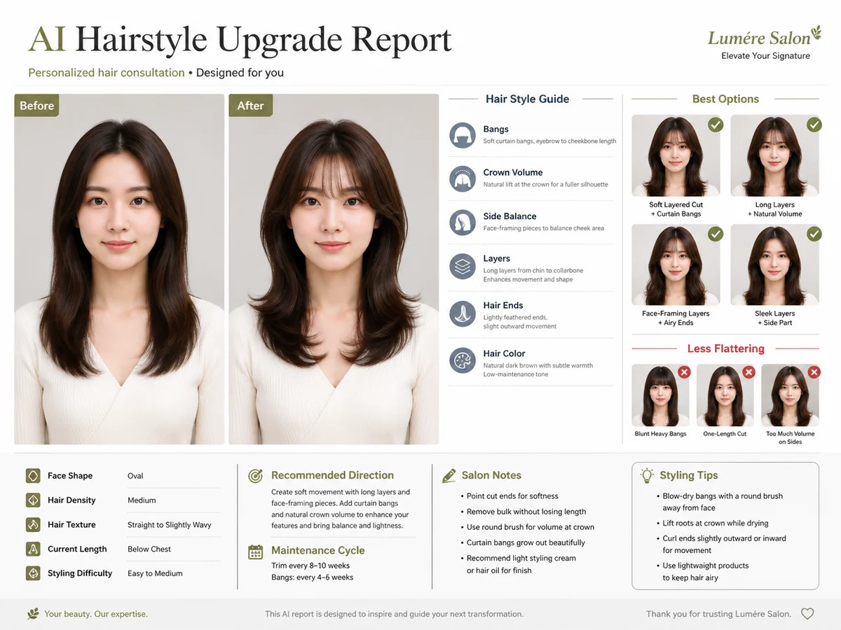 Full AI hairstyle upgrade report sample
