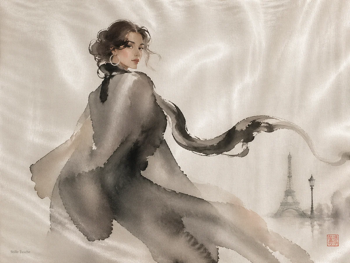 German gallery study of a low contrast boneless ink figure