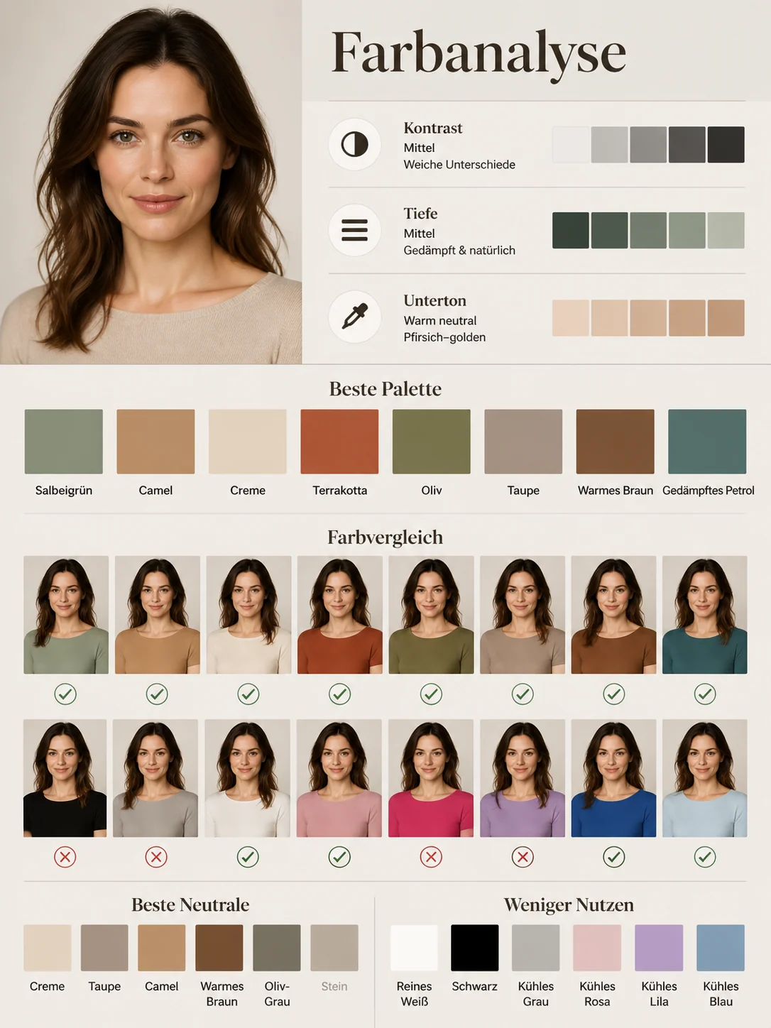 Deutsche Kontrast und Unterton Farbanalyse