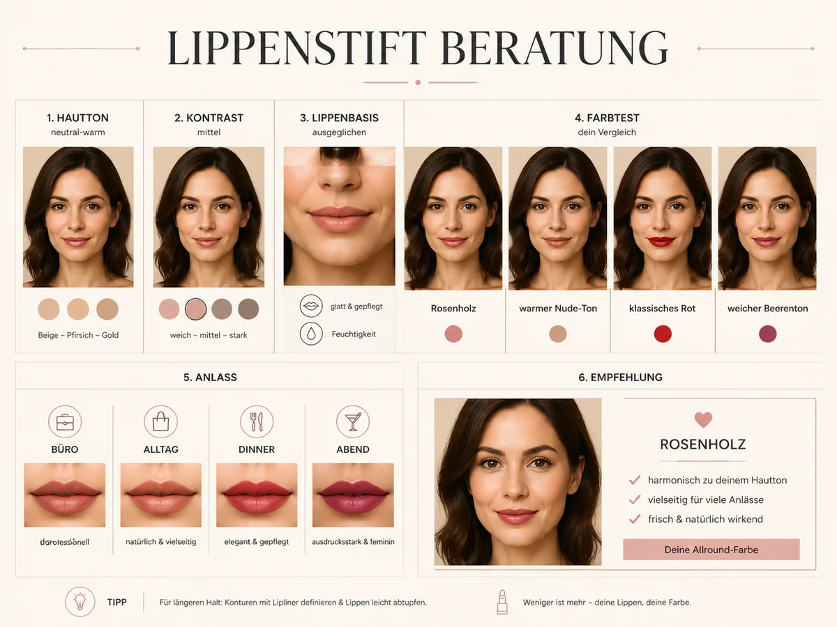 Deutsche Lippenstift Empfehlung als Infografik