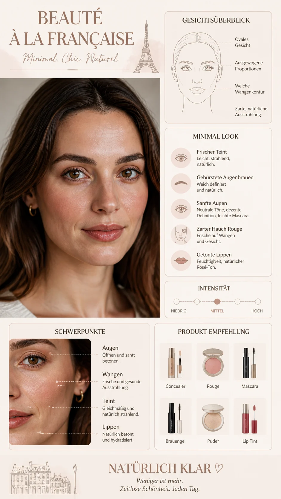 German minimal makeup audit infographic sample