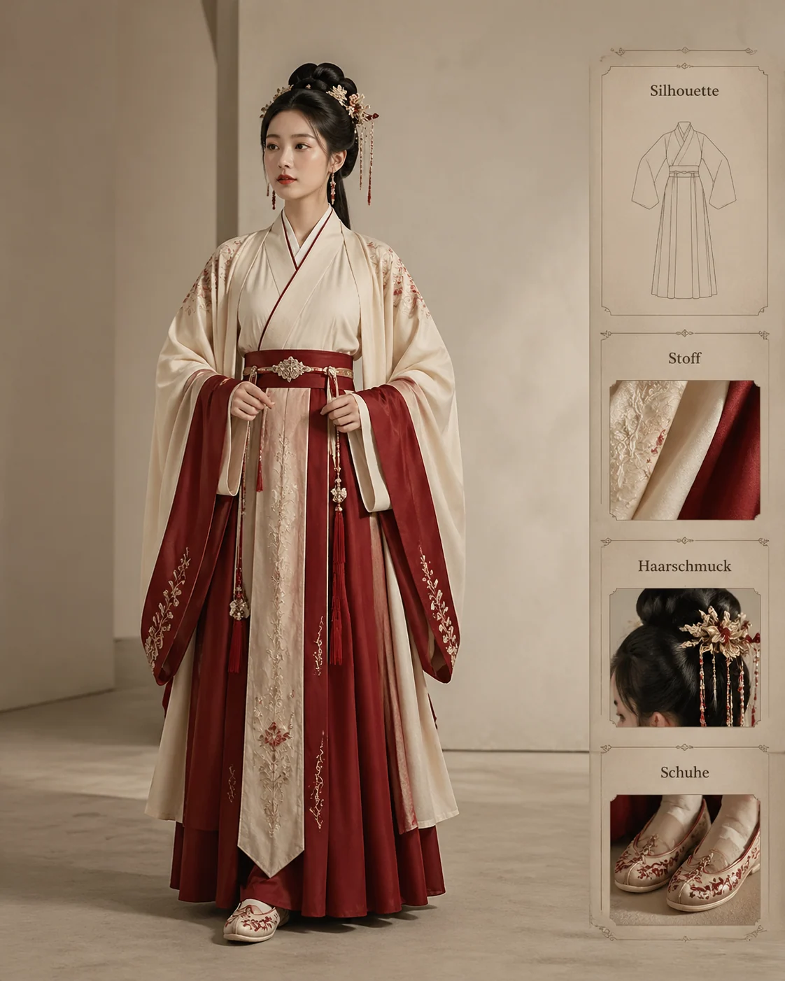 Deutschsprachige Kostümstudie als Ganzkörperporträt