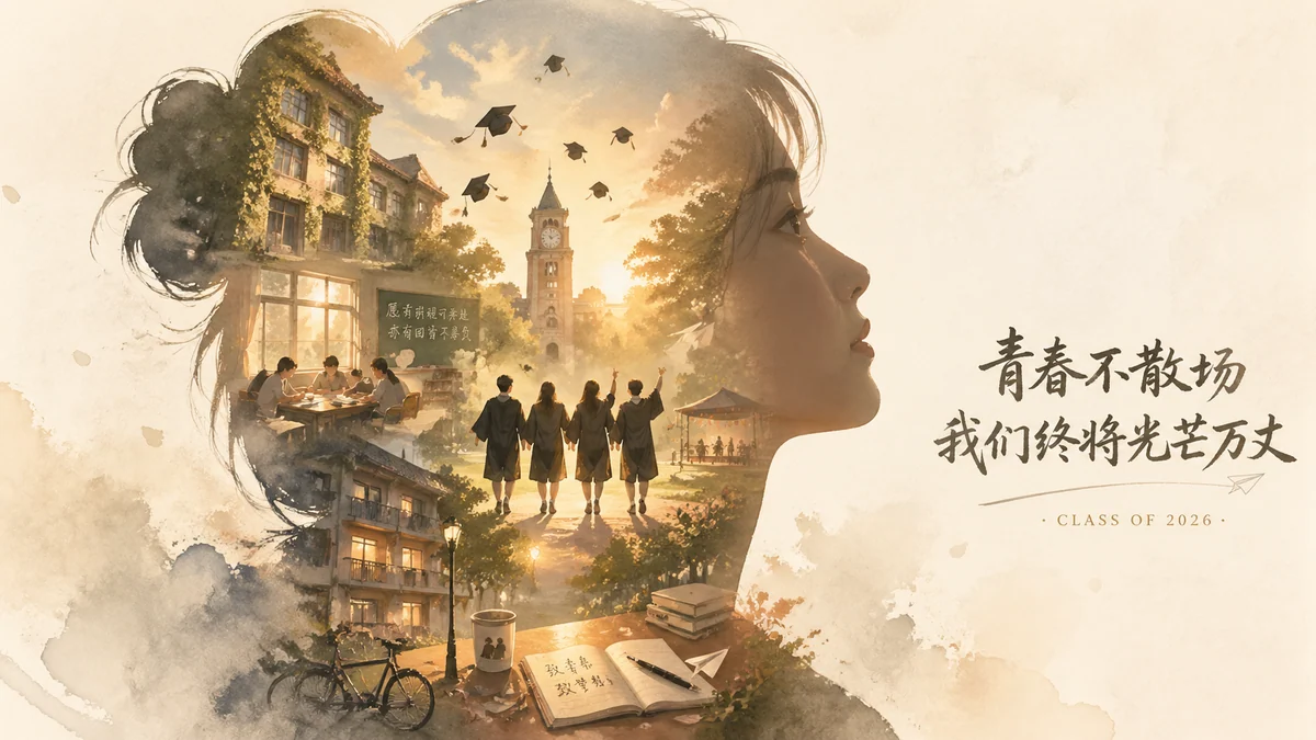 English graduation silhouette story poster sample