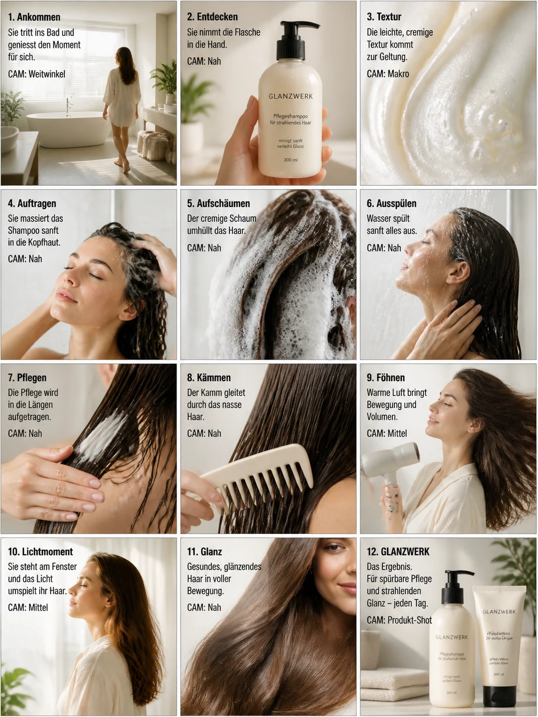 Image d'exemple : Storyboard soin cheveux