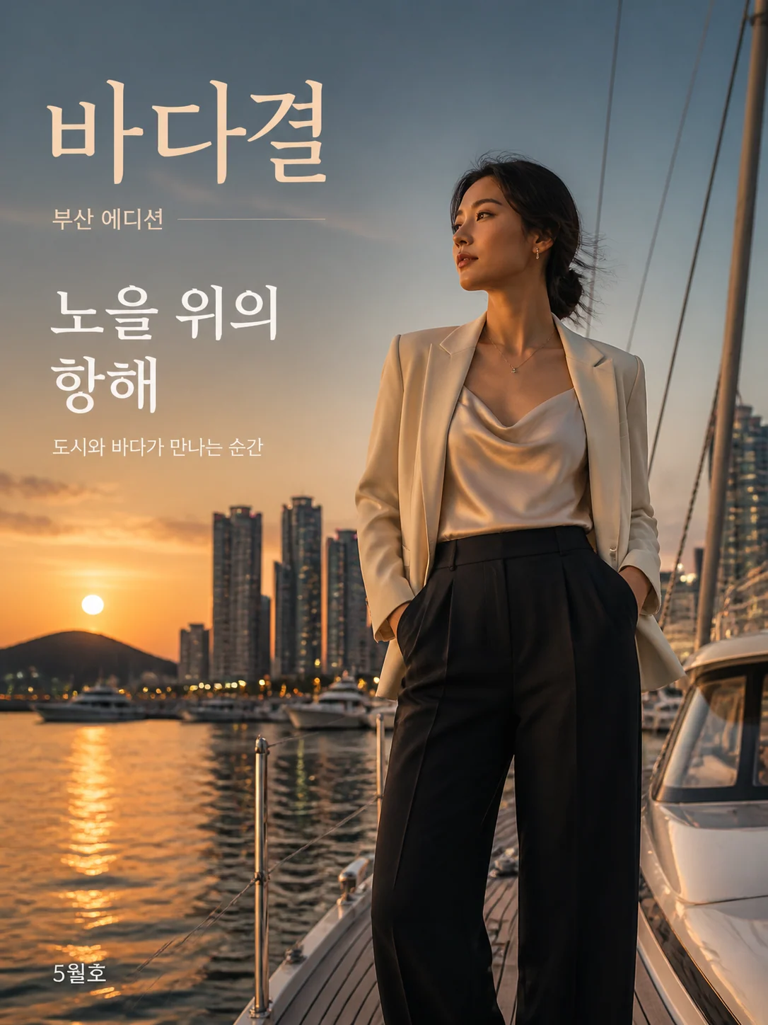 Harbor evening editorial cover sample