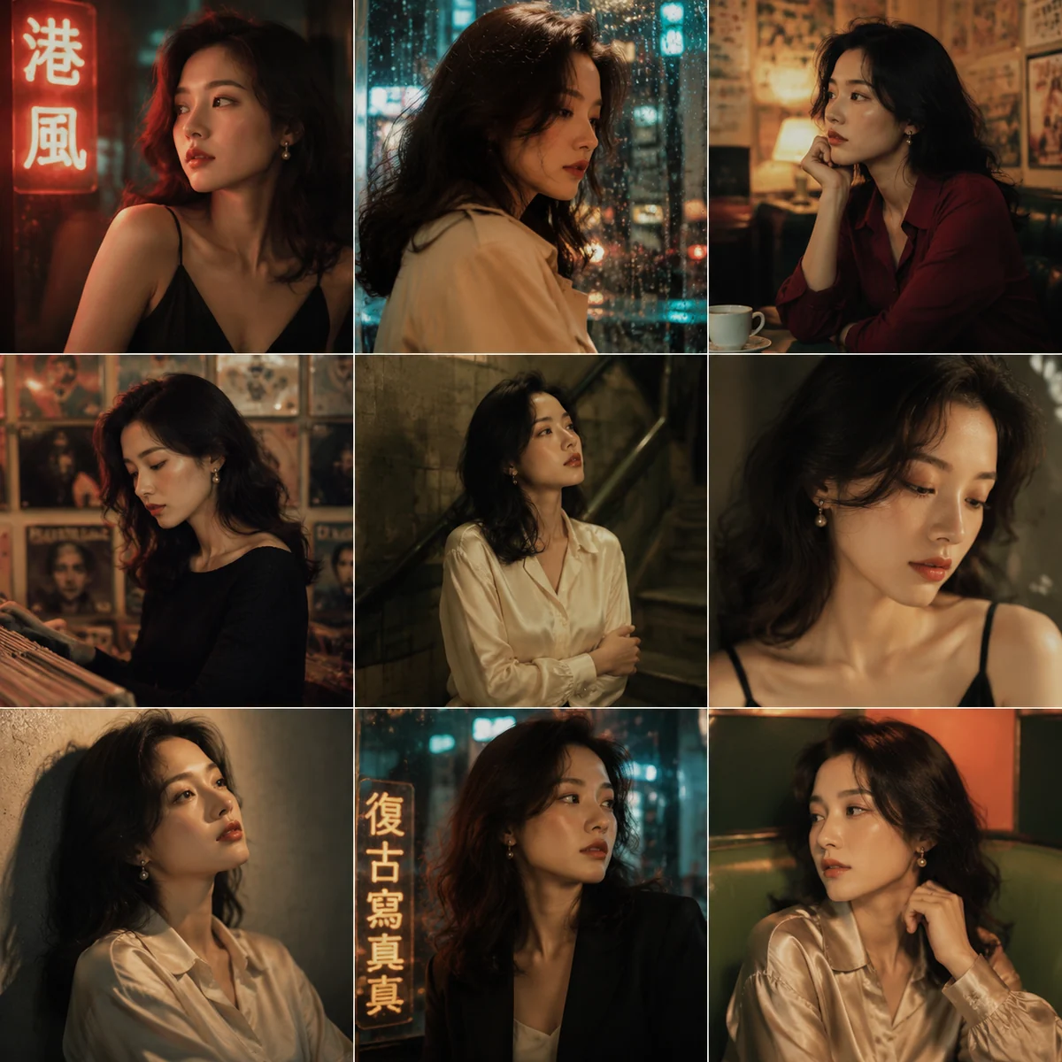 cuadrícula de retratos vintage de Hong Kong