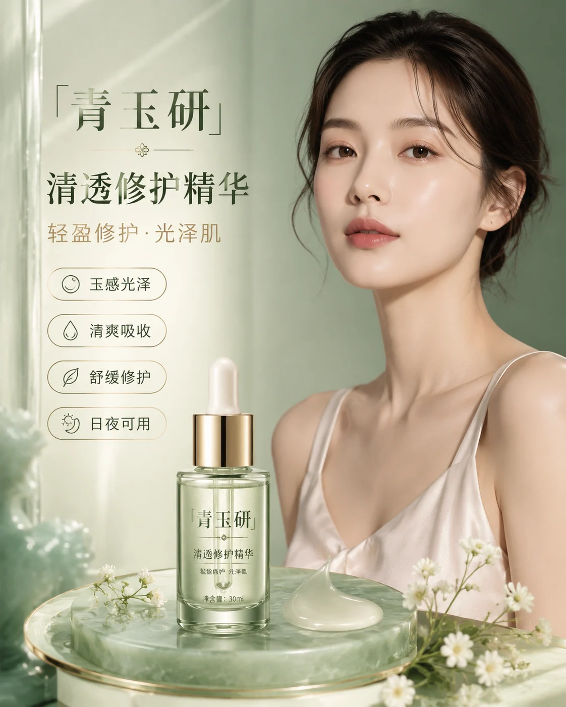 简体中文玉感护肤品广告海报示例