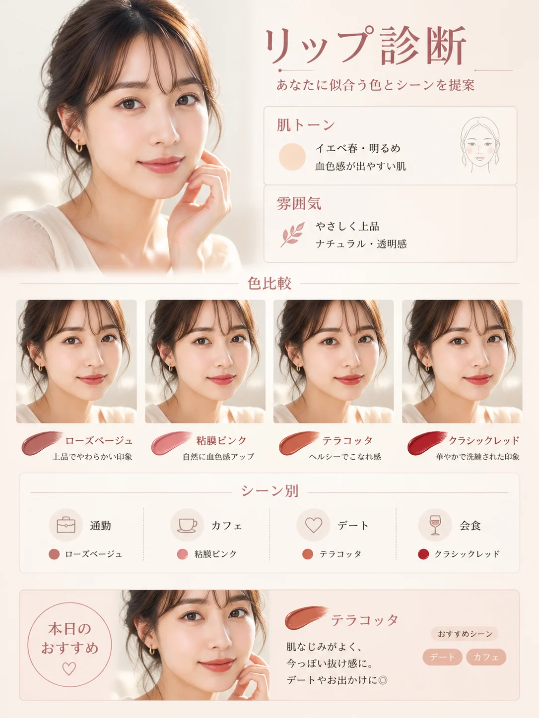 日本語通勤リップ推薦カード例