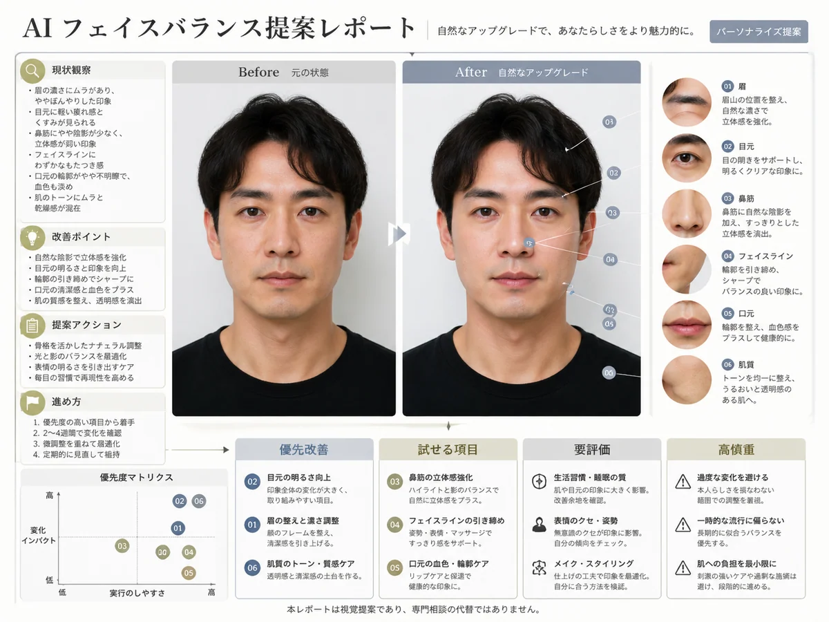 日本語フェイスバランス提案レポート例