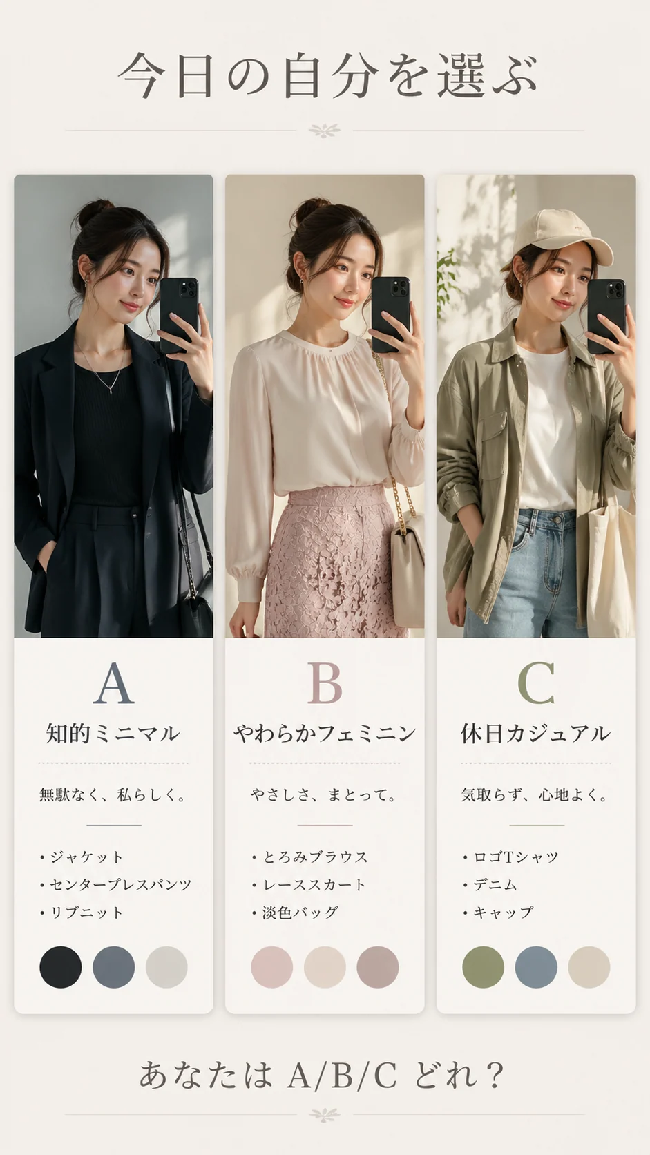 日本語の三択スタイルポスター例