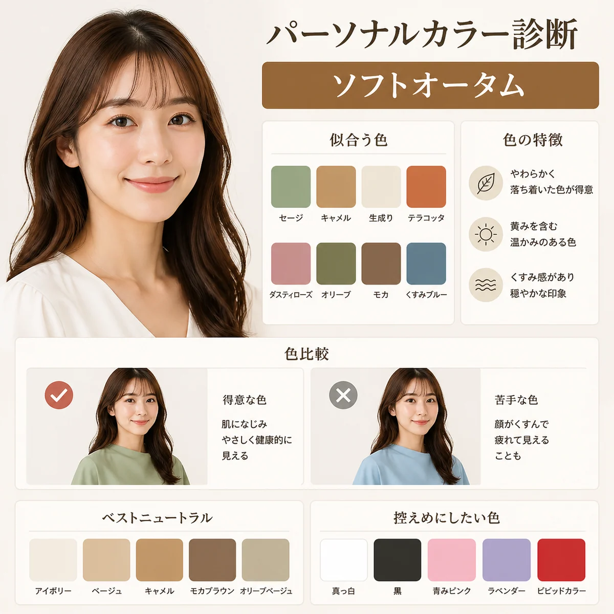 日本語パーソナルカラー診断カード例