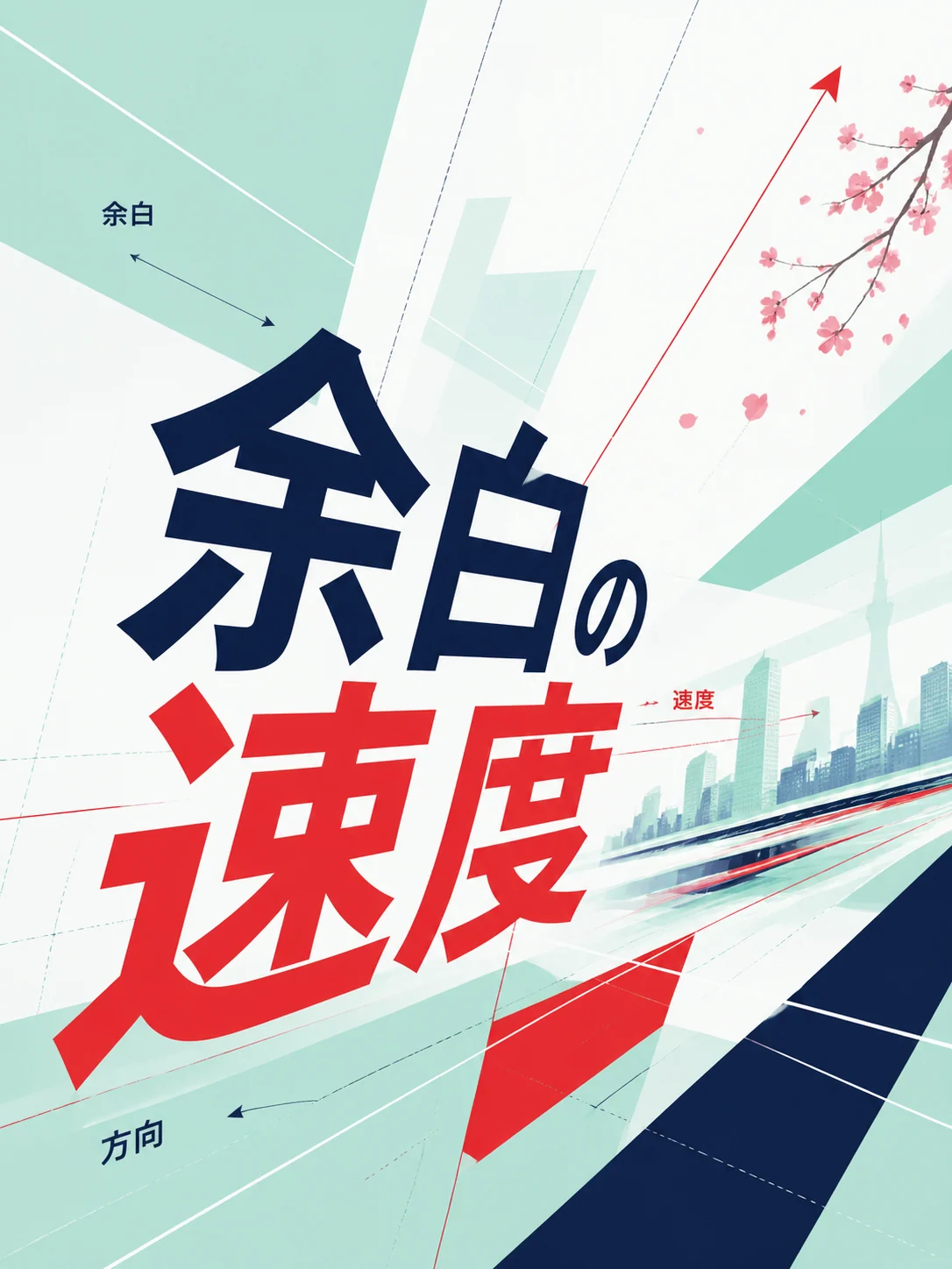 日本語の斜面遠近タイポグラフィポスター例