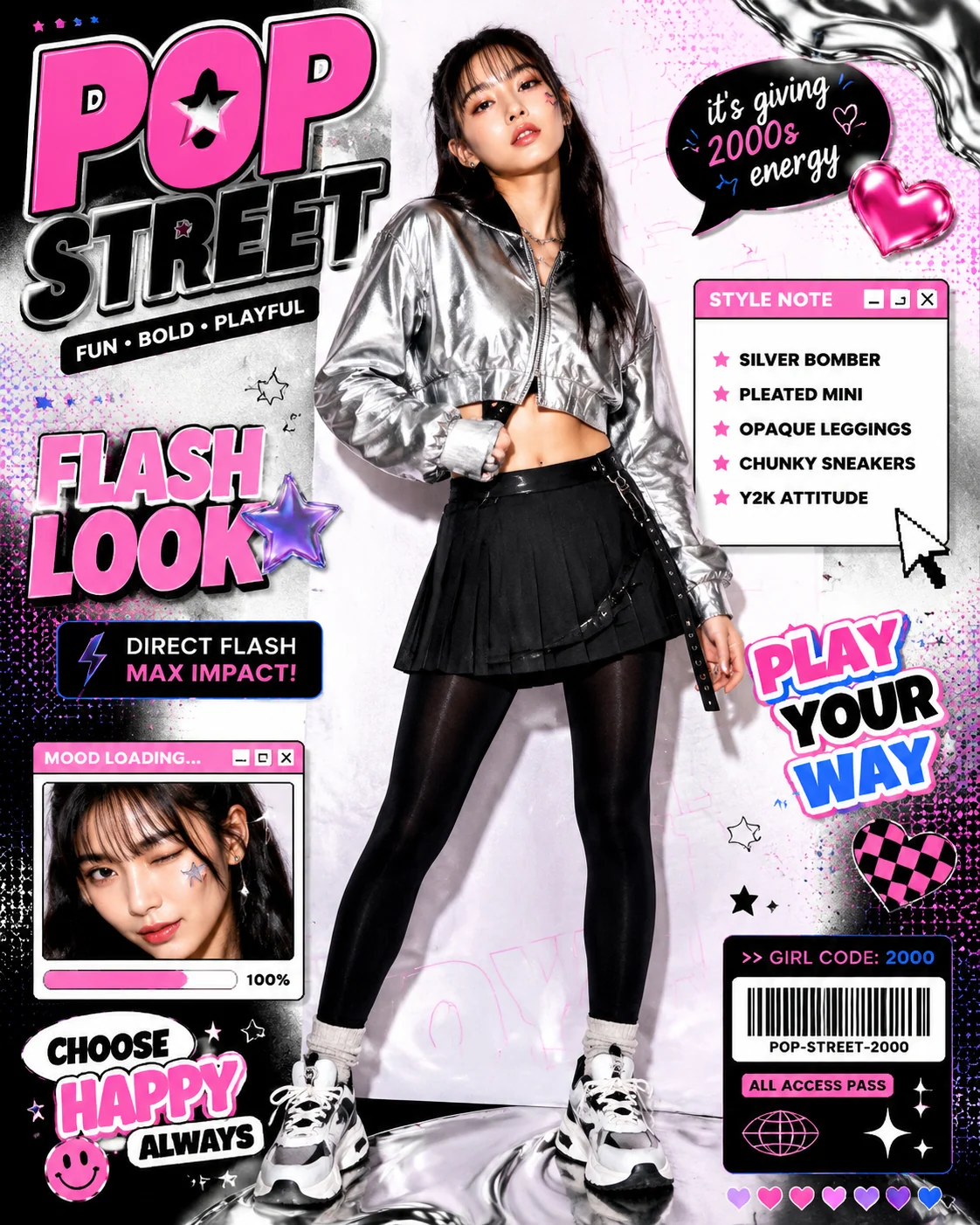 Exemple de poster couverture mode pop Y2K K-fashion