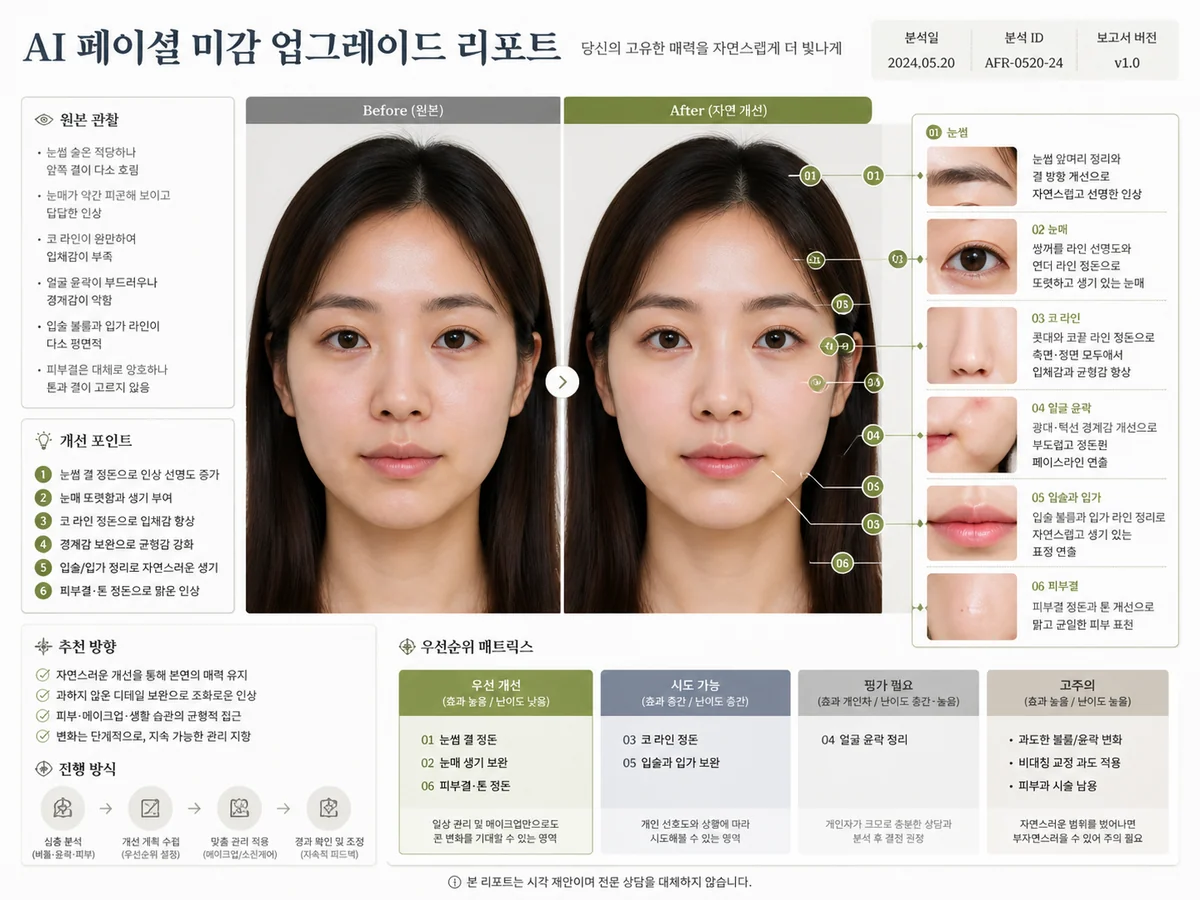 한국어 자연 미감 얼굴 리포트 예시