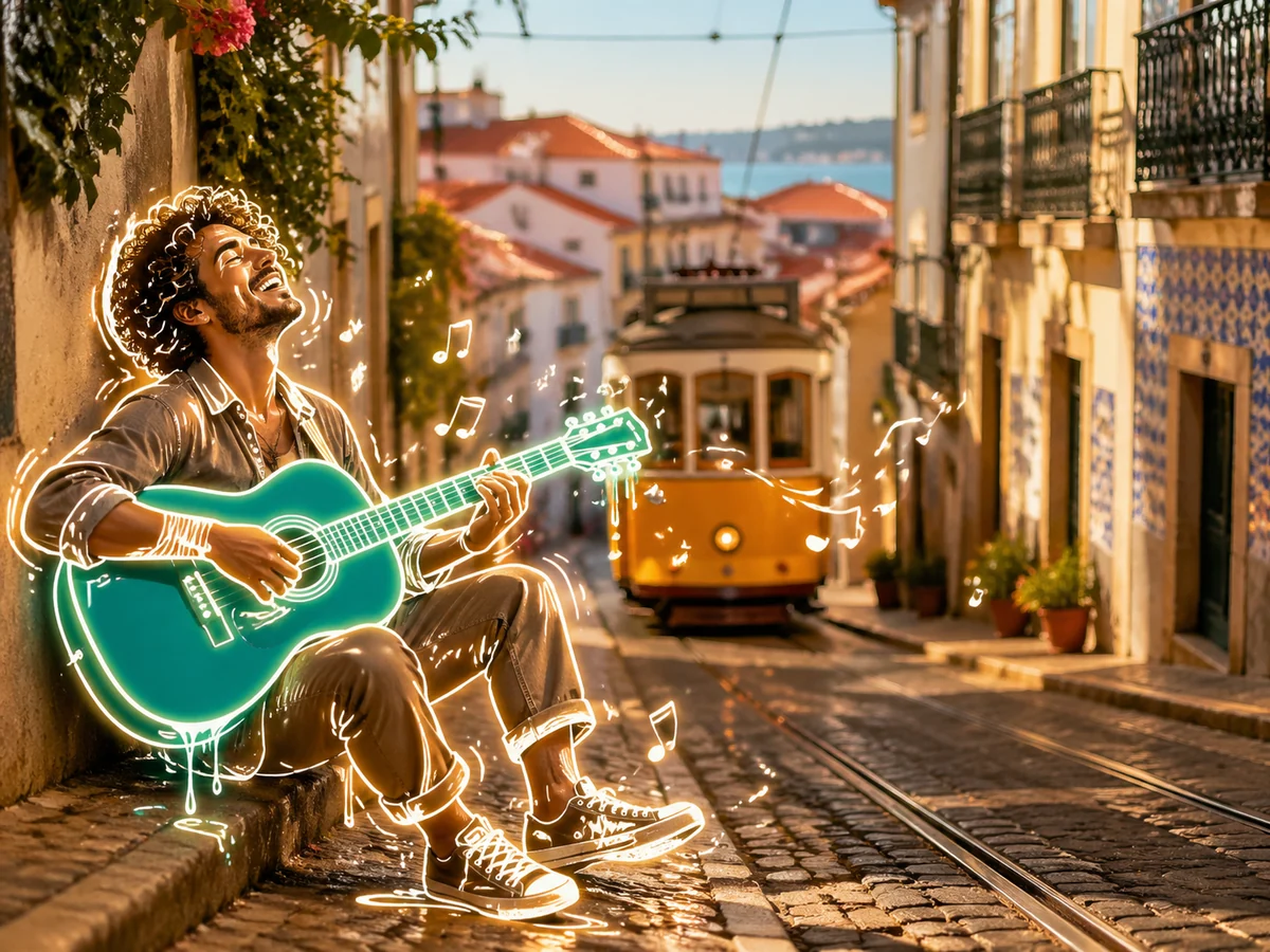 Neon fox holding a red leaf in a Kyoto garden photo