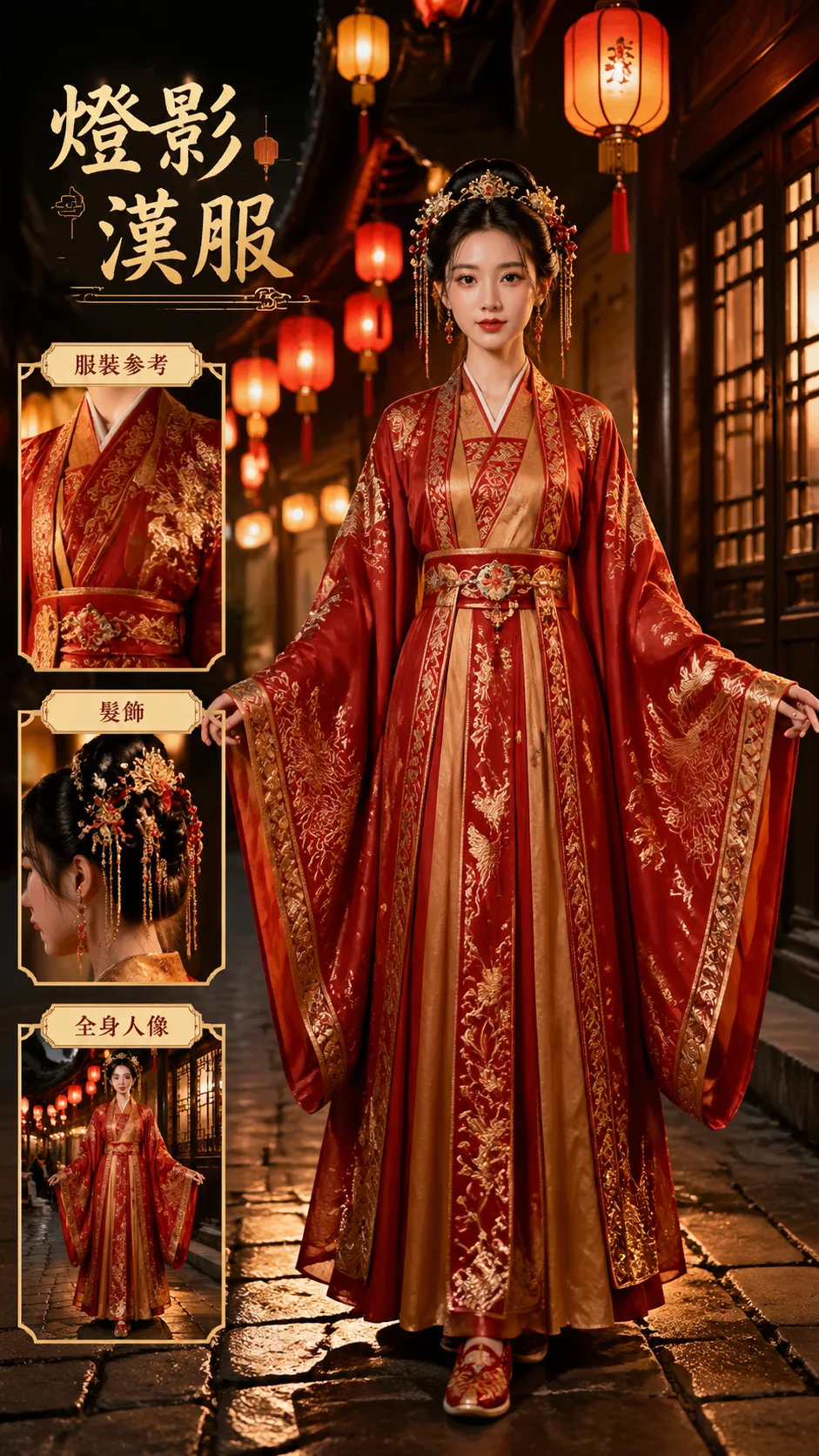 繁體中文燈會漢服全身人像