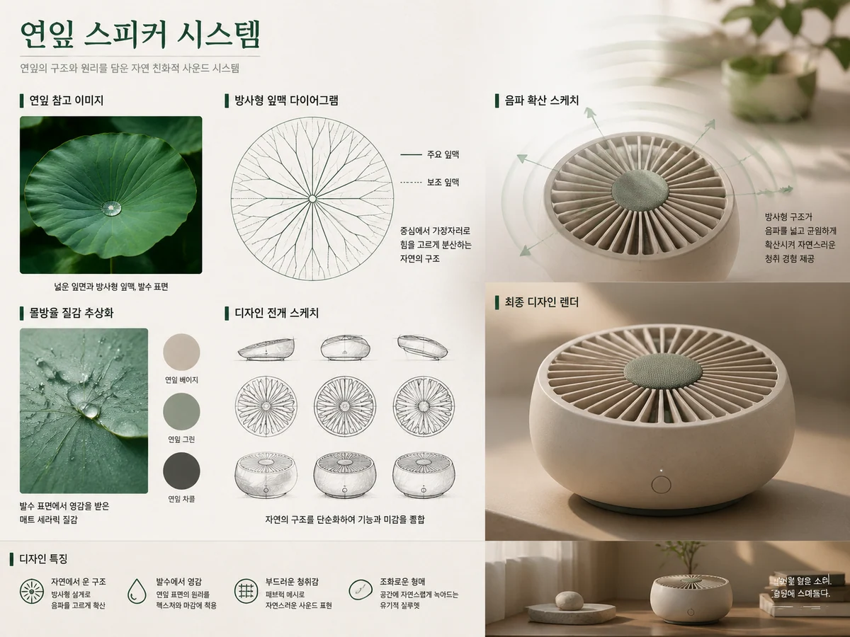 연잎 구조에서 영감을 받은 스피커 제품 콘셉트 보드