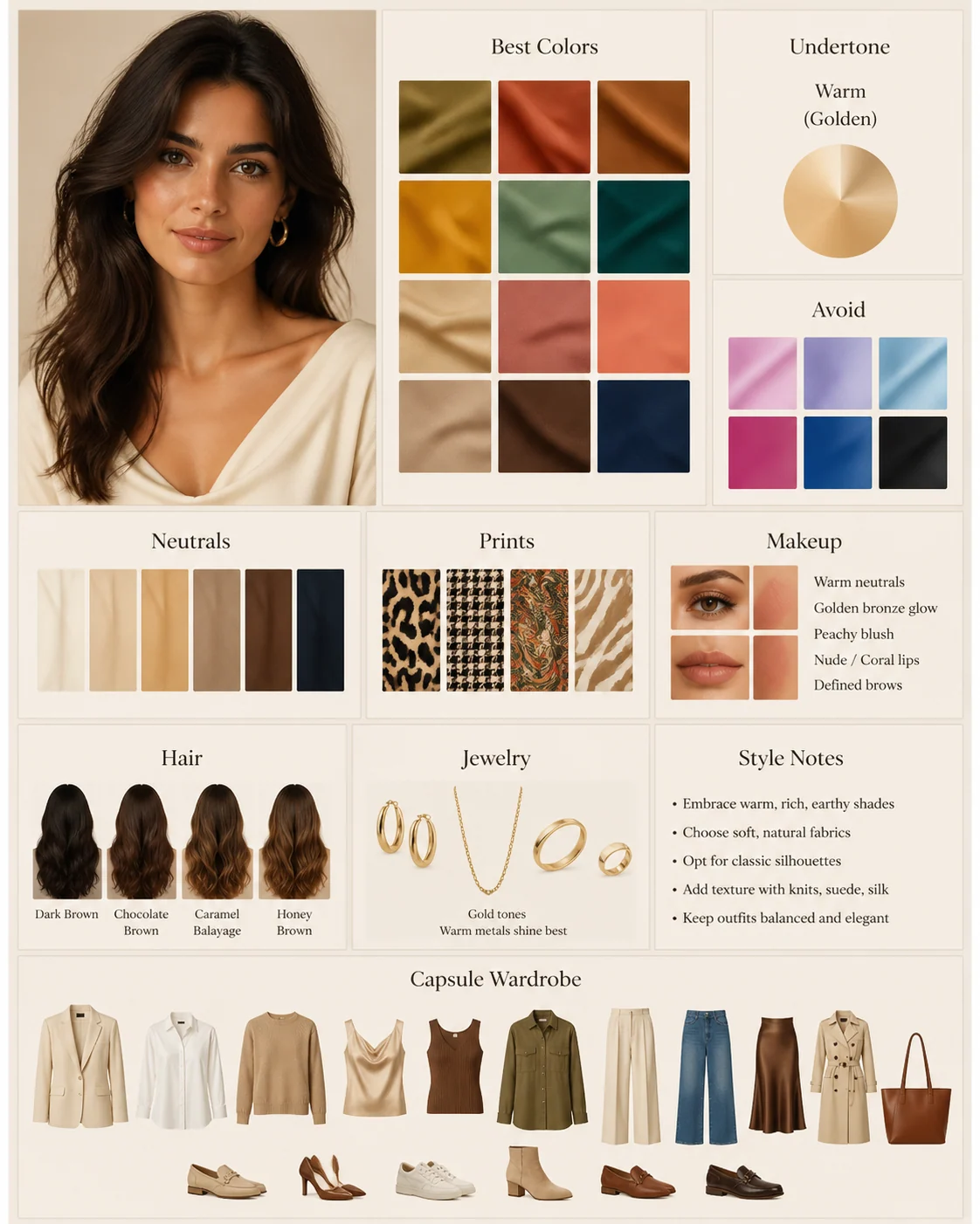 Luxury editorial fashion color analysis board sample