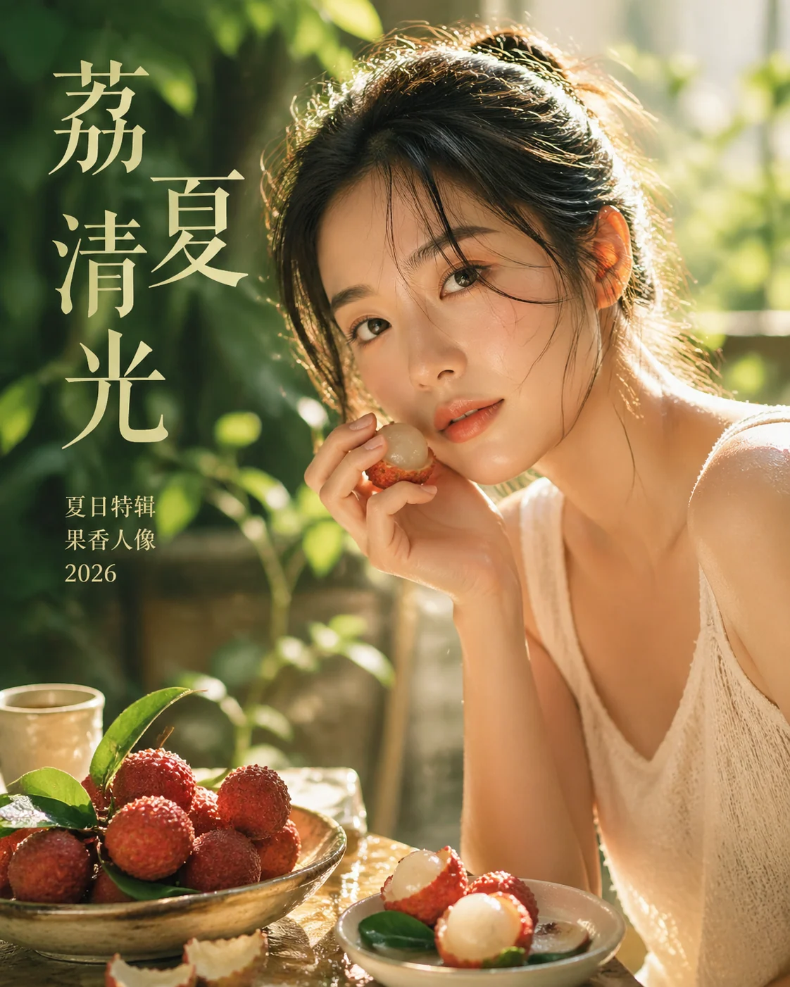 简体中文荔枝夏日人像杂志封面