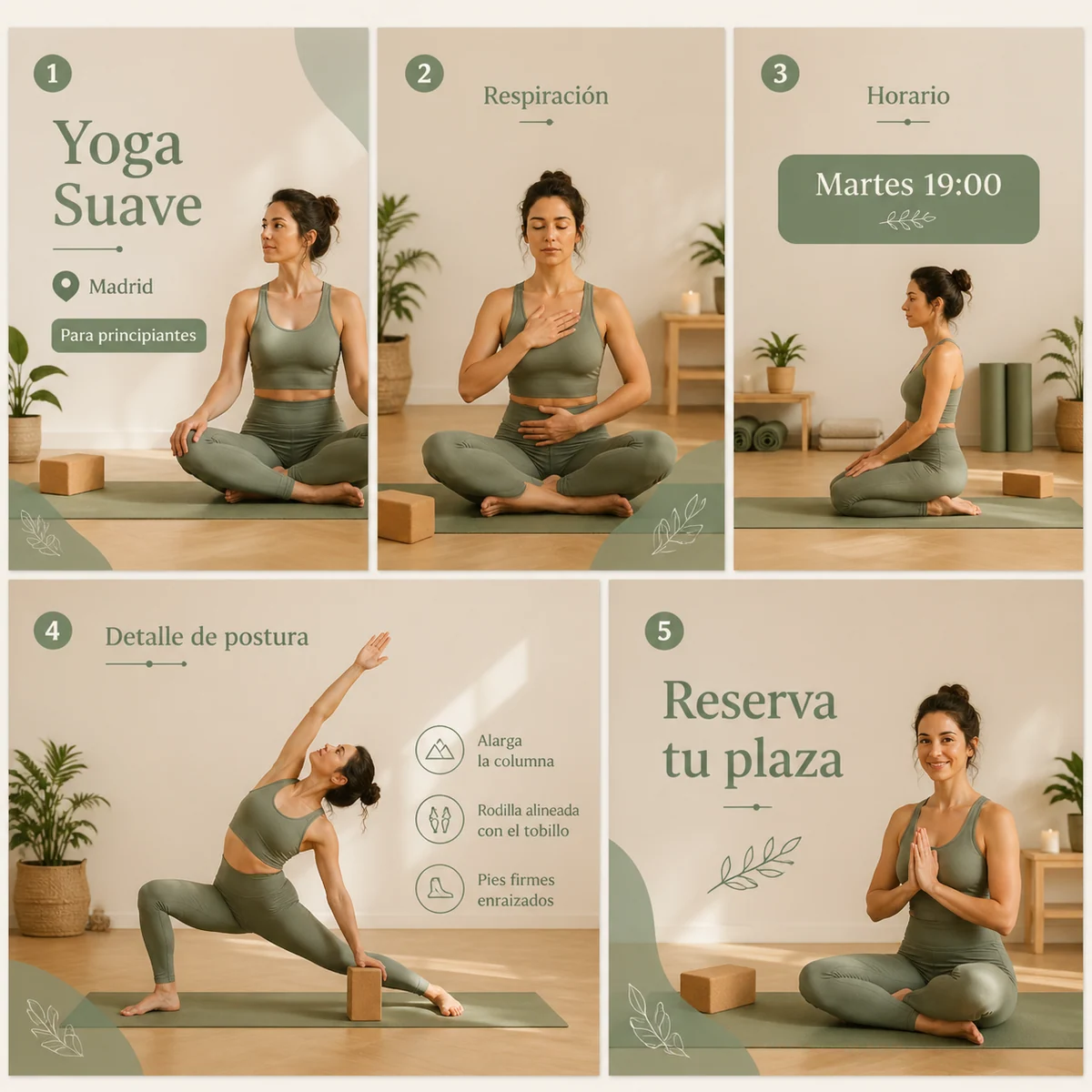 Exemple visuel de campagne yoga: Madrid Yoga Social Carousel